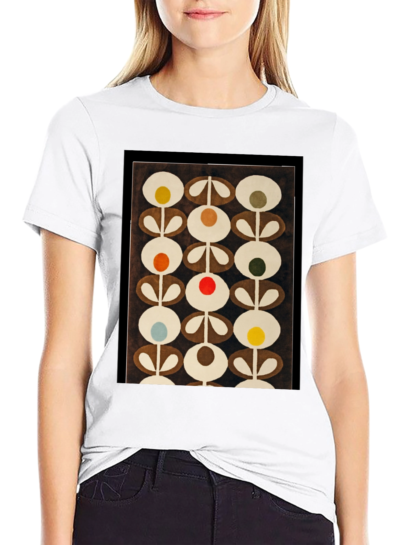 Retro Flower Power T-Shirt - Bold Abstract Design