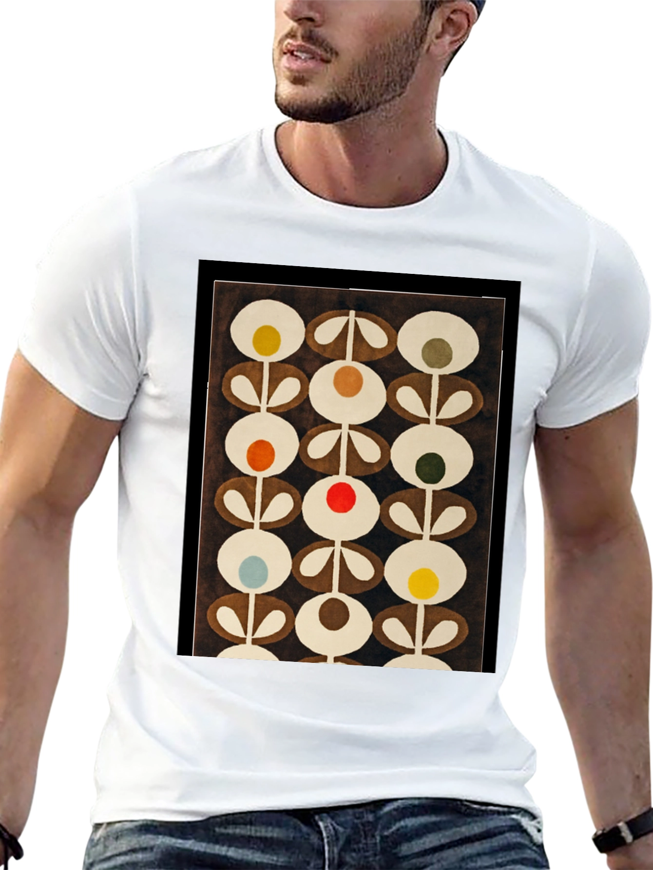 Retro Flower Power T-Shirt - Bold Abstract Design
