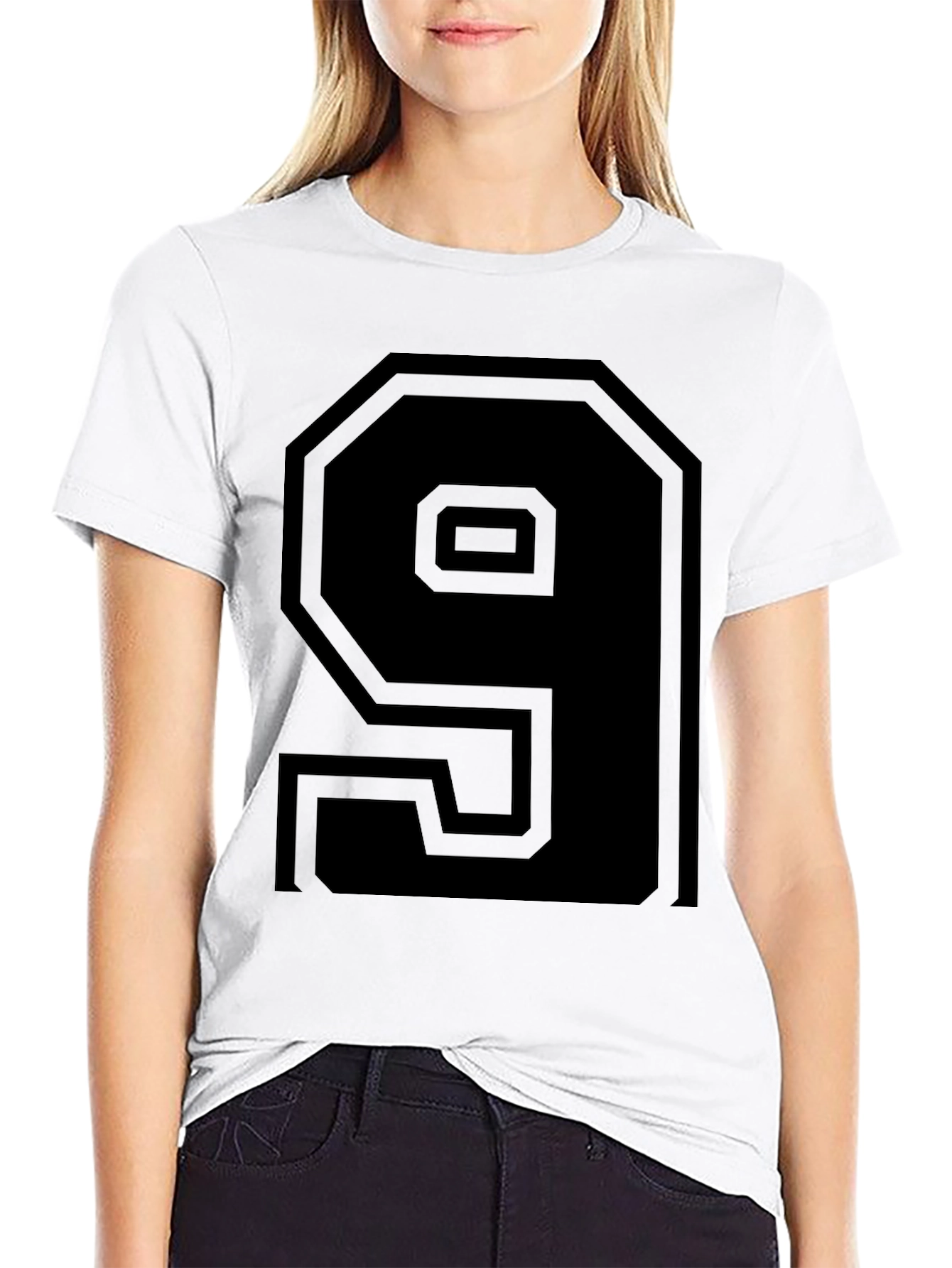 Mens Black Number 9 Graphic Tee Shirt