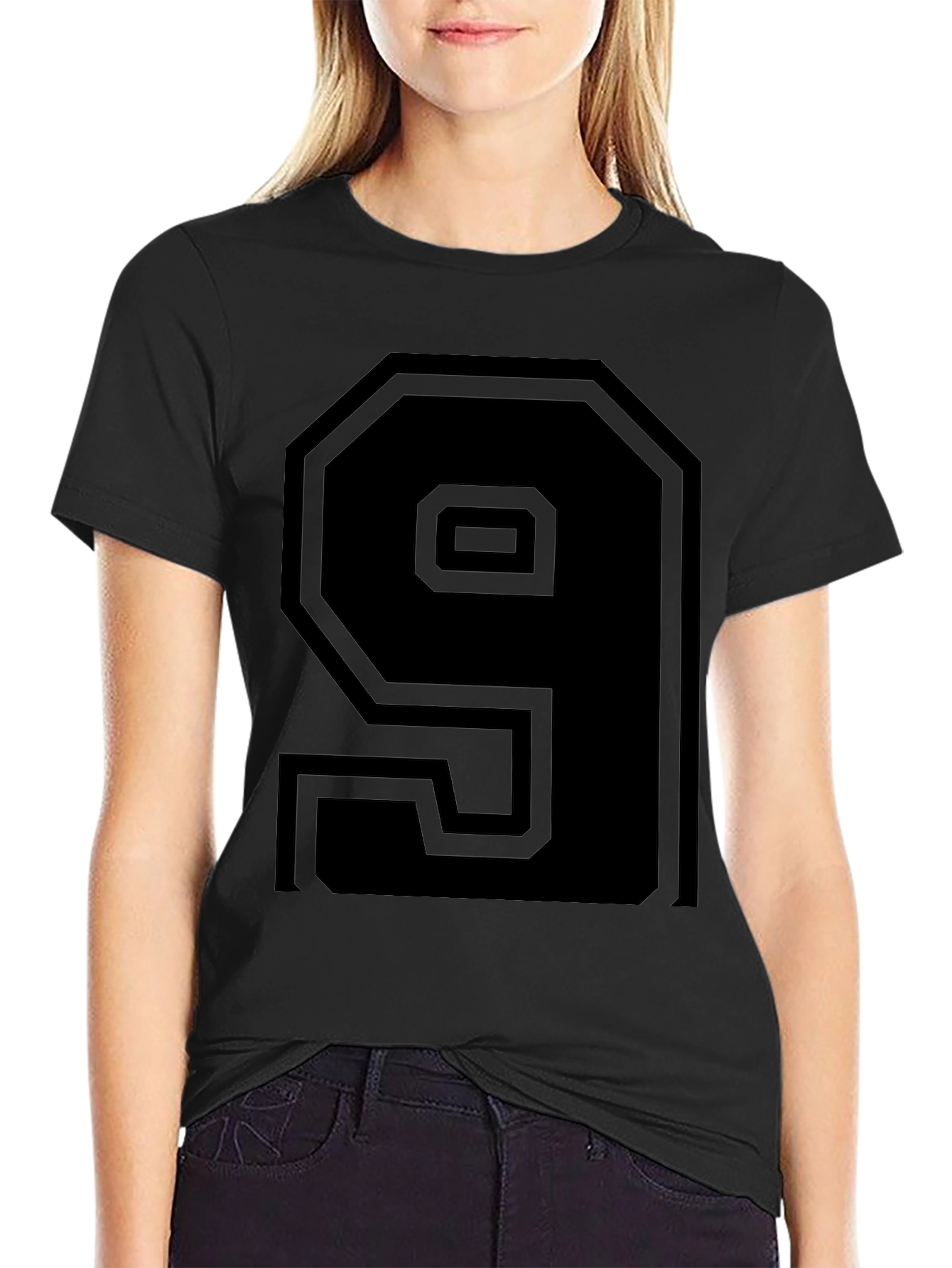 Mens Black Number 9 Graphic Tee Shirt