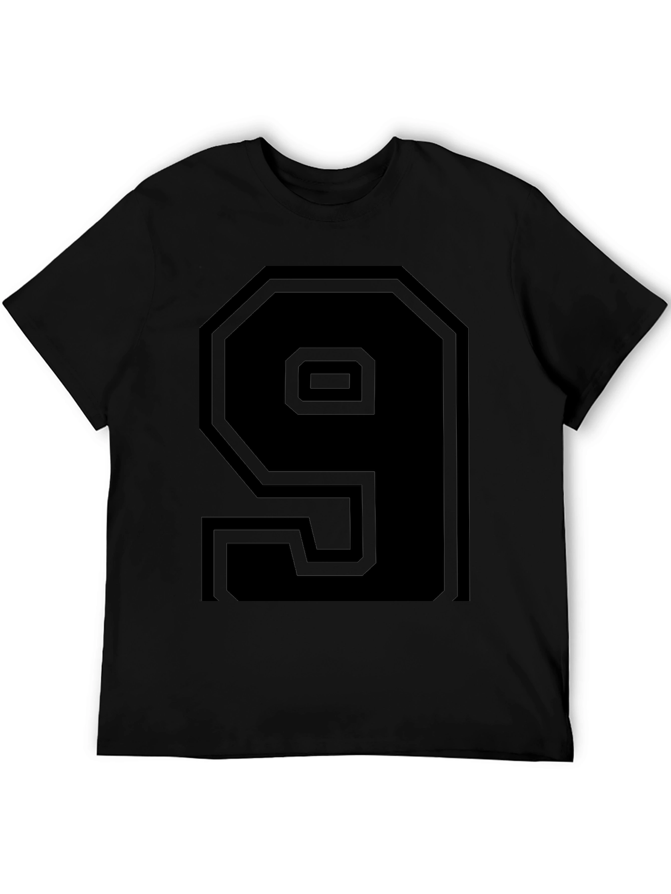 Mens Black Number 9 Graphic Tee Shirt