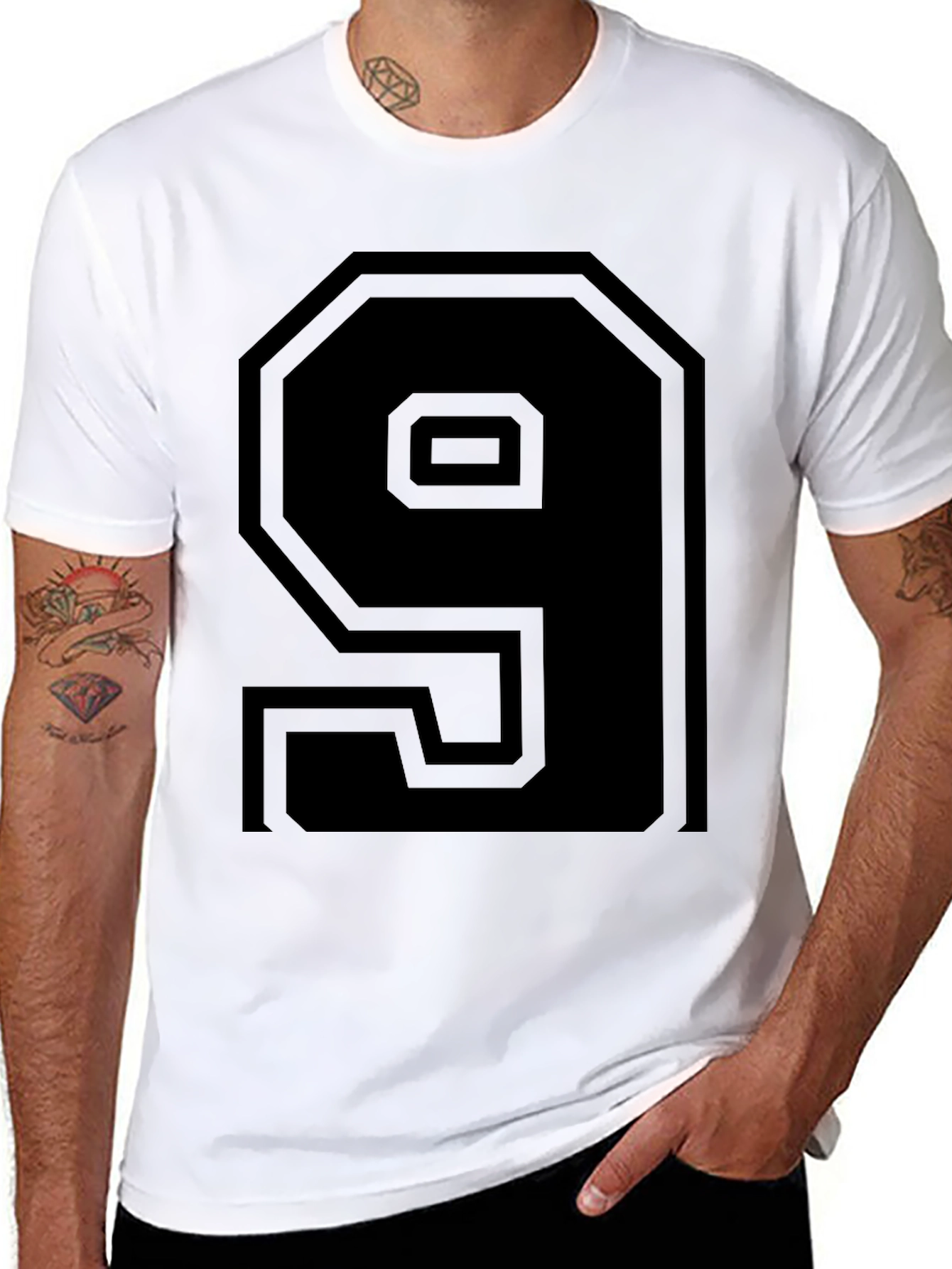 Mens Black Number 9 Graphic Tee Shirt
