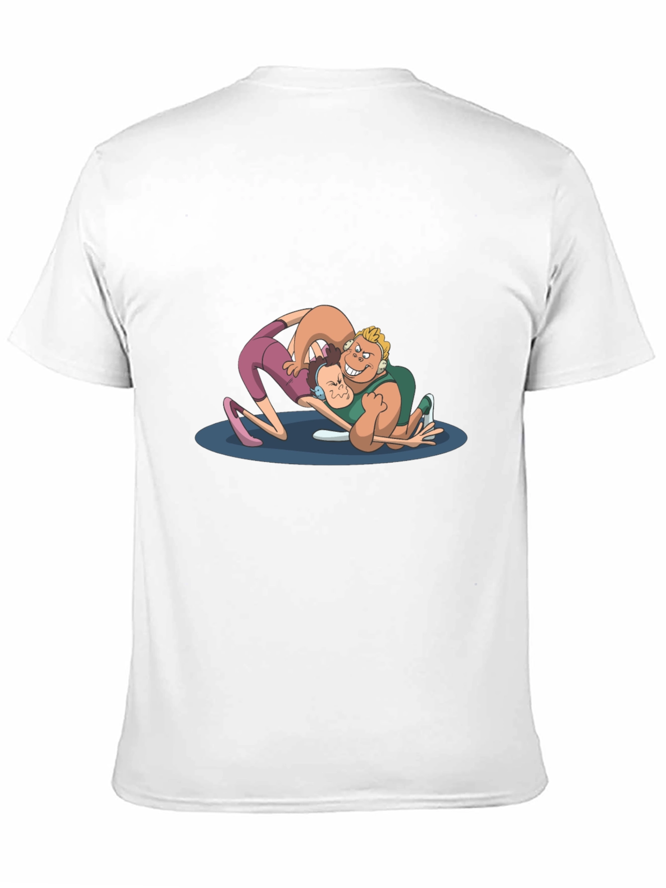 Wrestling Cartoon Graphic Black T-Shirt