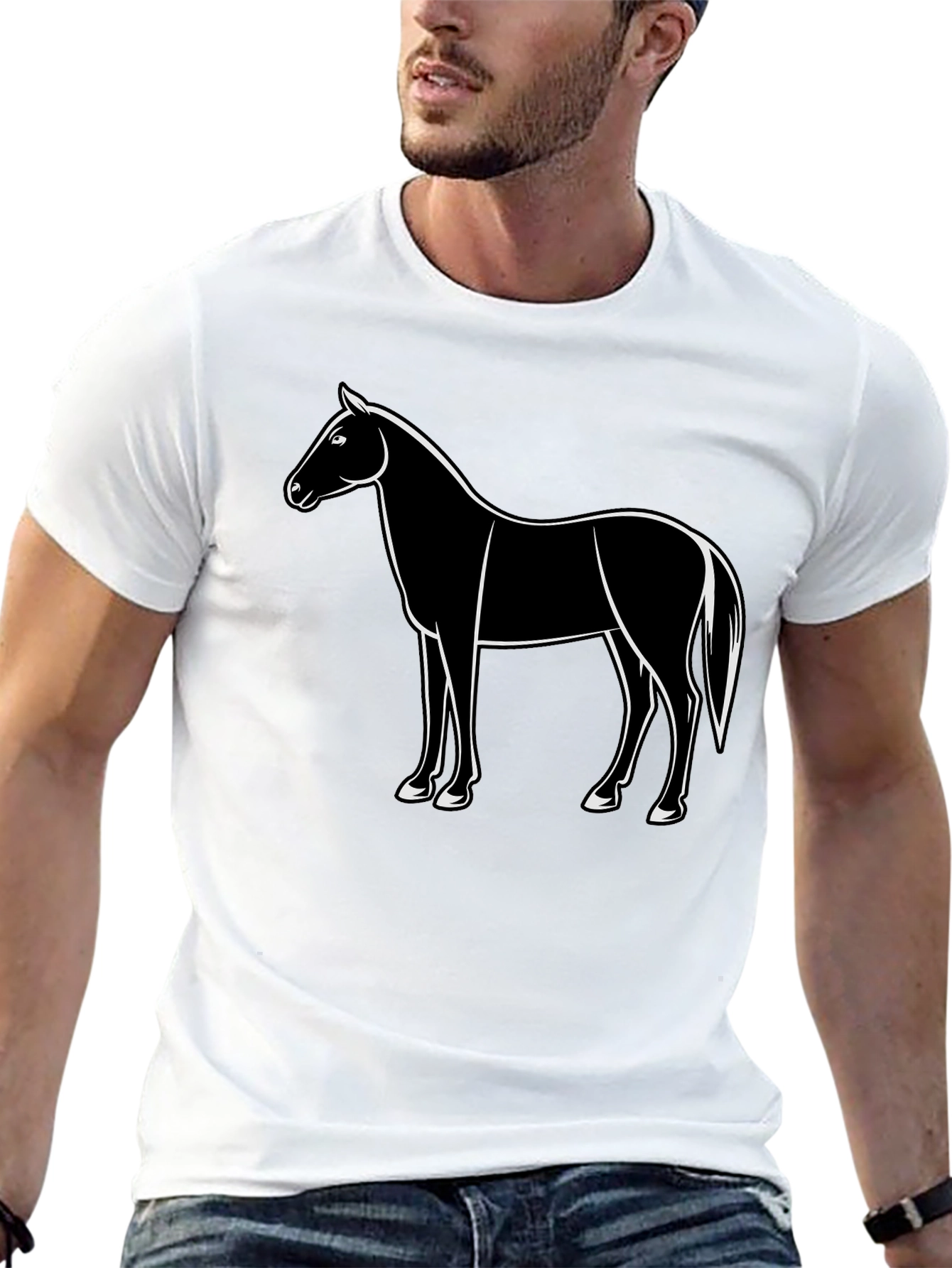 Horse Graphic Black T-Shirt Mens Fashion
