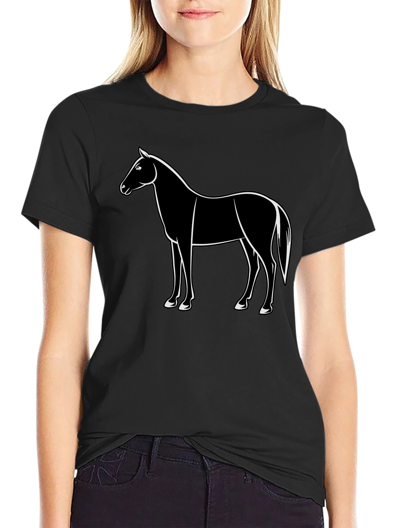 Horse Graphic Black T-Shirt Mens Fashion