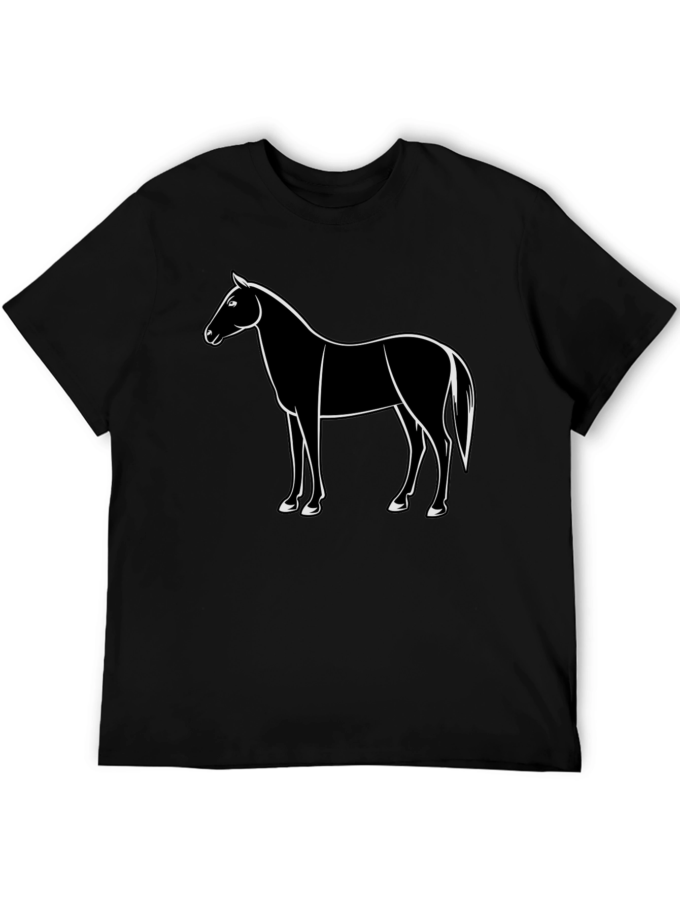 Horse Graphic Black T-Shirt Mens Fashion