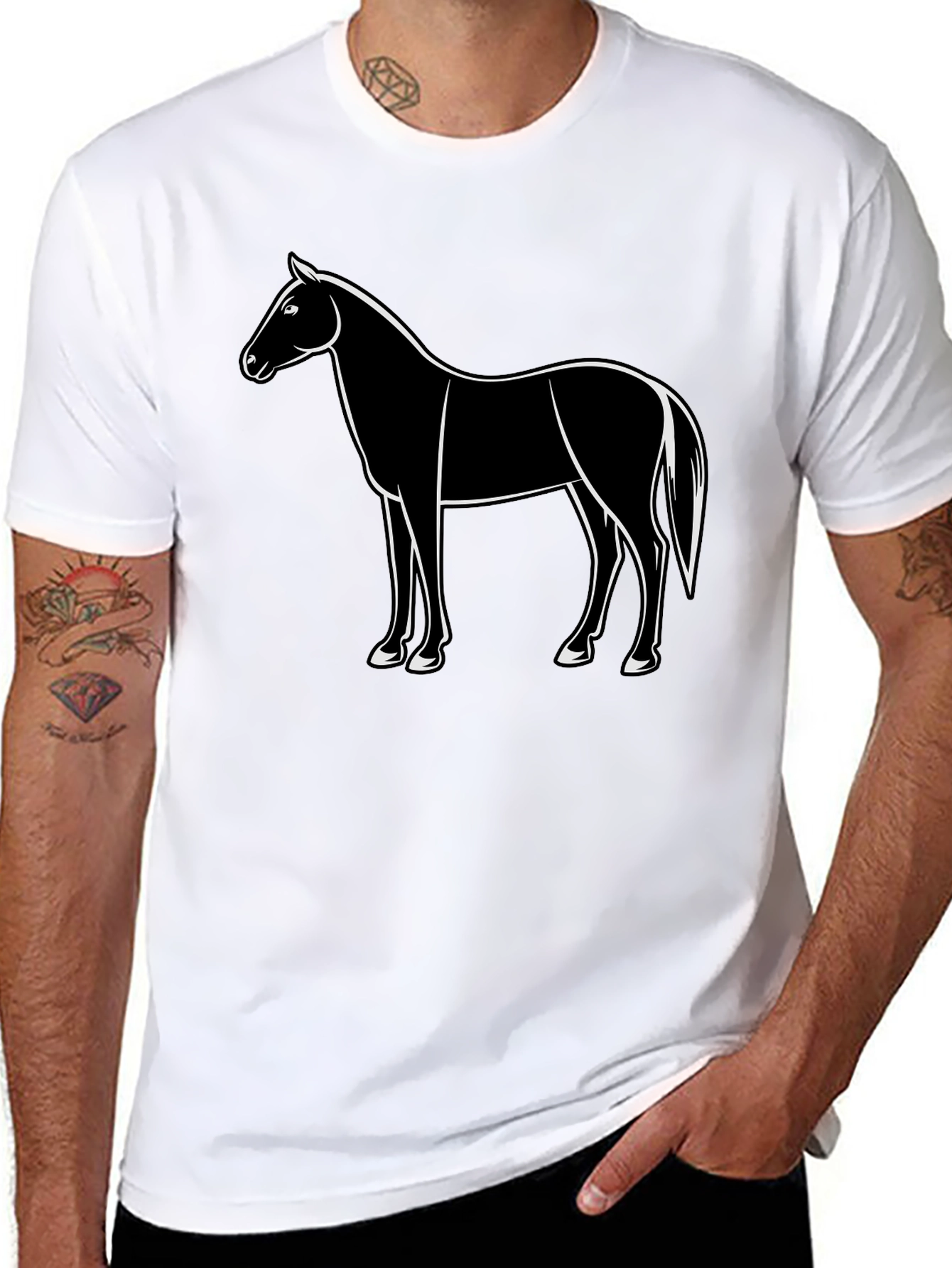 Horse Graphic Black T-Shirt Mens Fashion