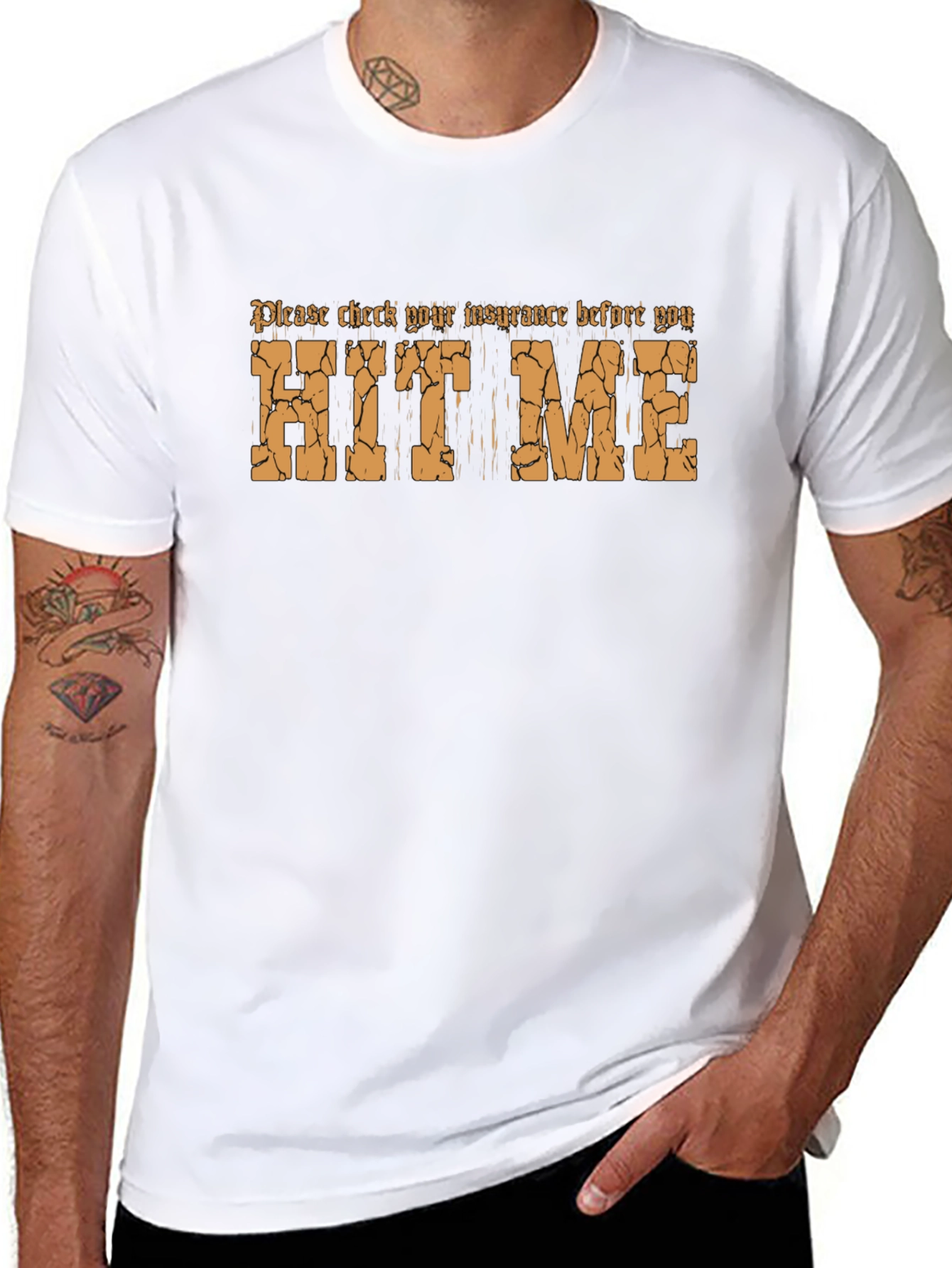 Funny Hit Me Insurance Check Black T-Shirt