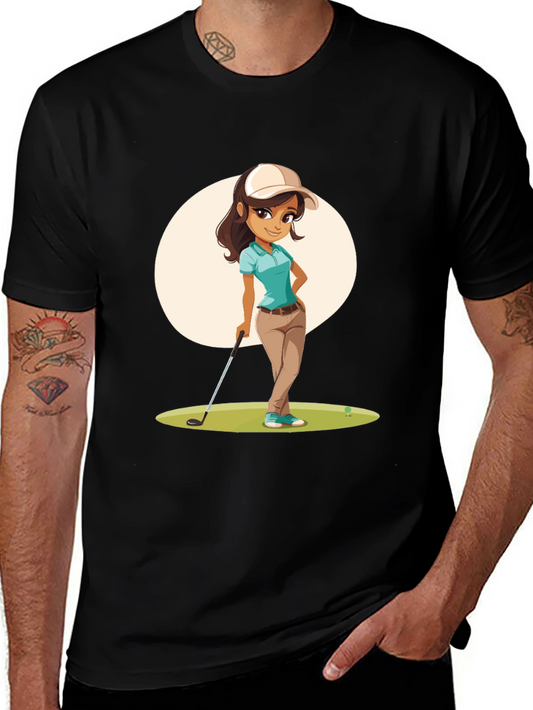 Golf Girl Cartoon Tee - Fun & Stylish Golfer Shirt
