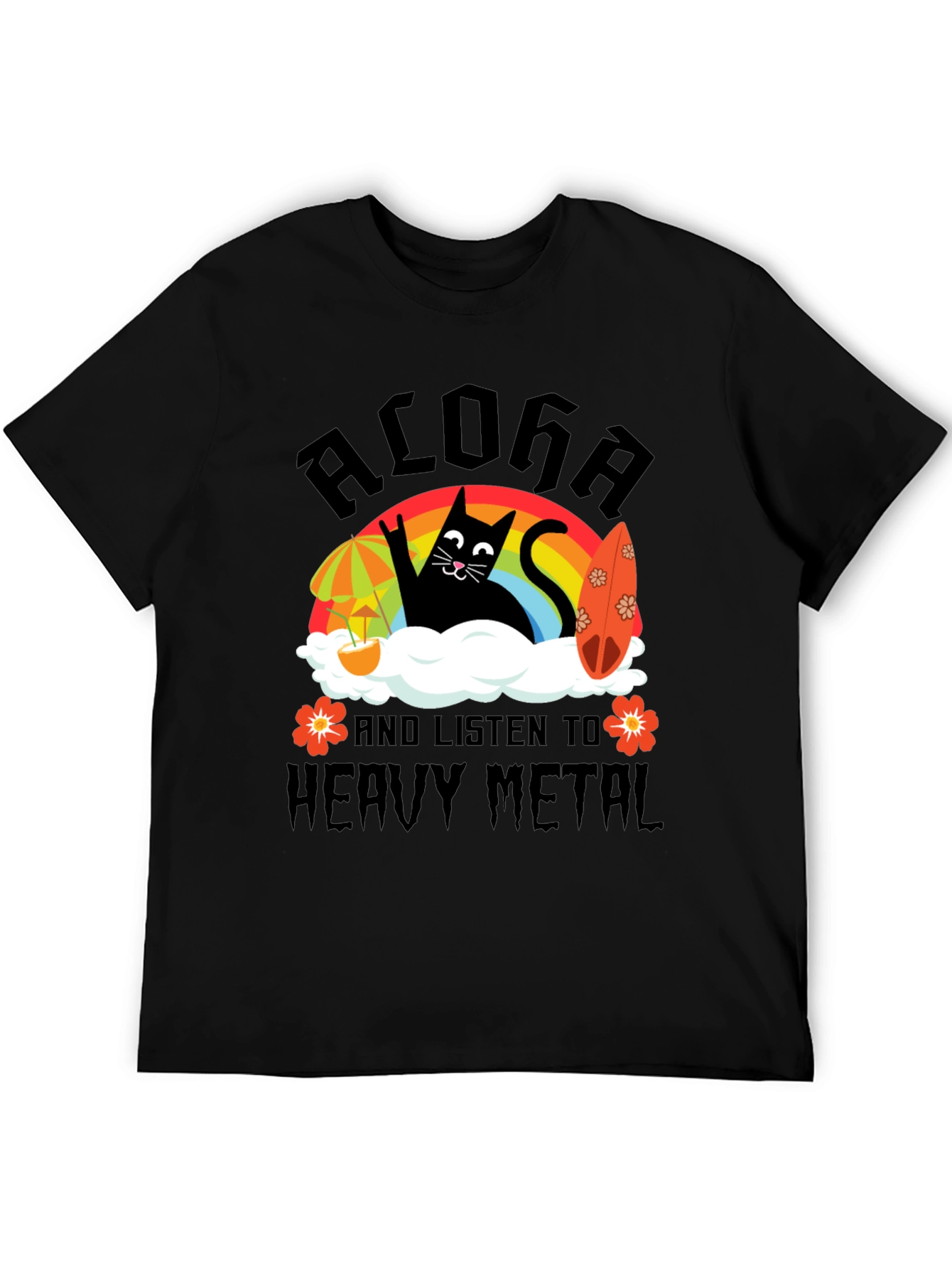 Aloha Heavy Metal Black Cat Graphic Tee