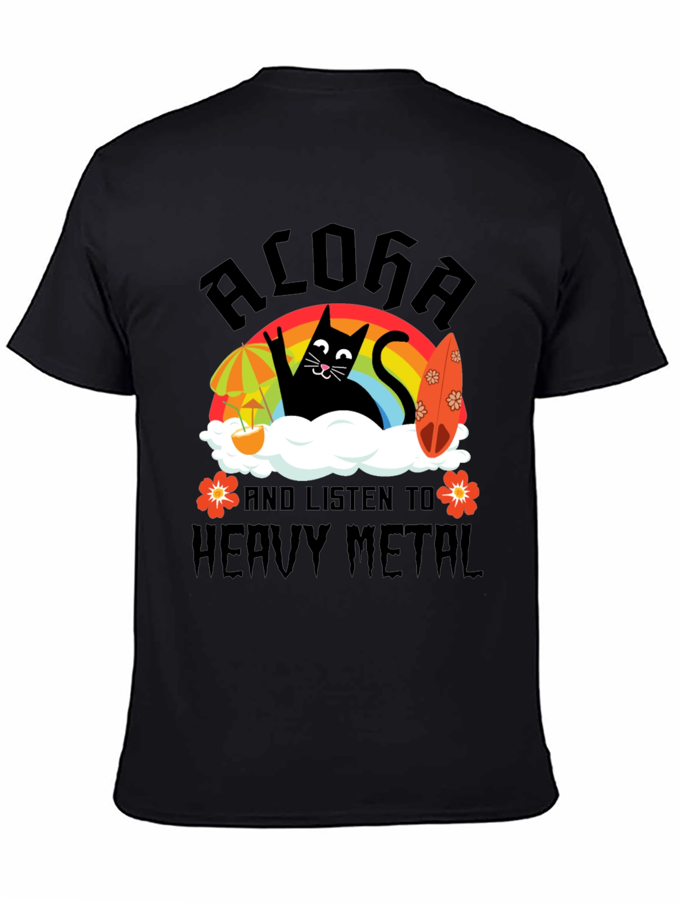 Aloha Heavy Metal Black Cat Graphic Tee