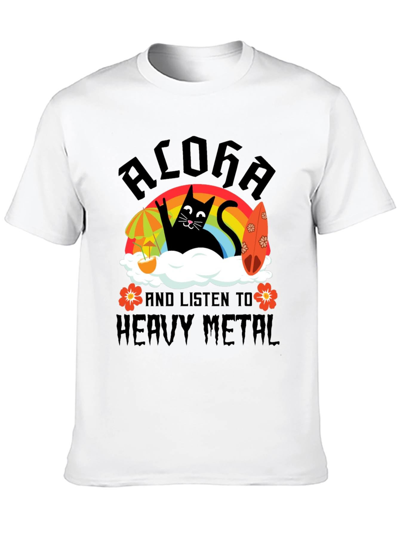 Aloha Heavy Metal Black Cat Graphic Tee
