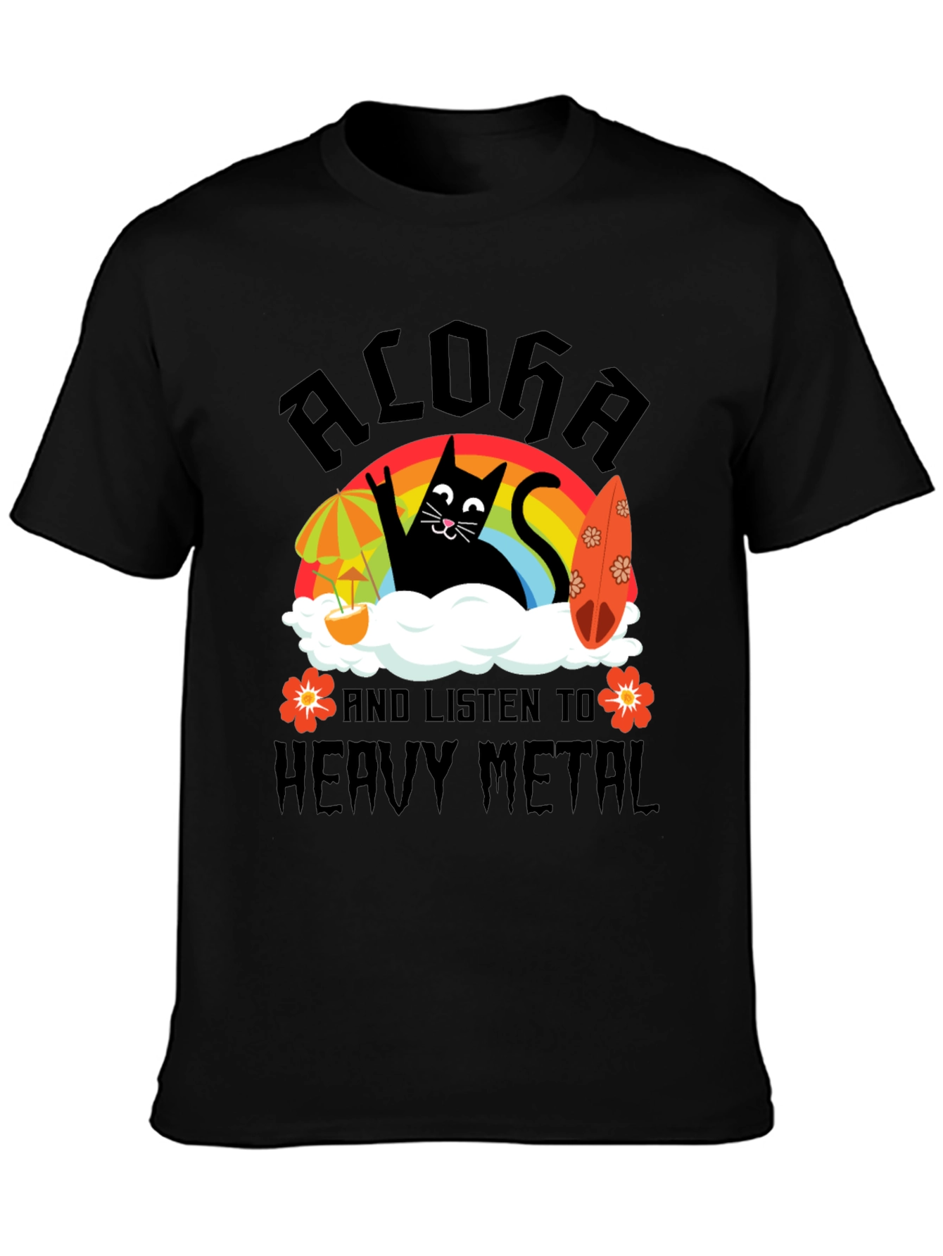 Aloha Heavy Metal Black Cat Graphic Tee