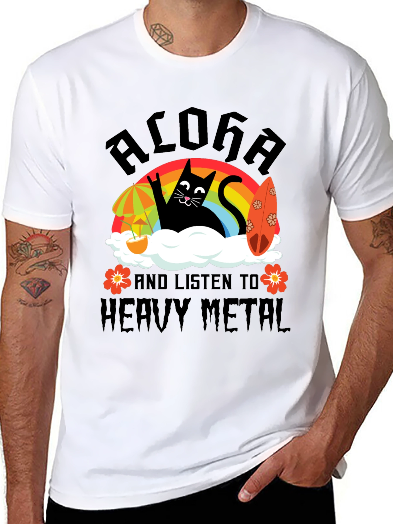 Aloha Heavy Metal Black Cat Graphic Tee