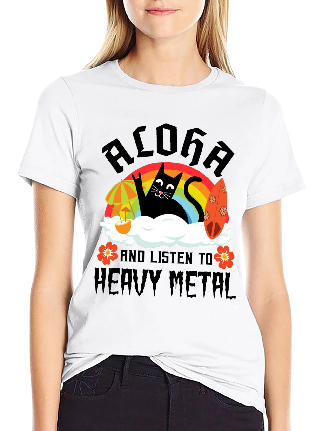 Aloha Heavy Metal Black Cat Graphic Tee
