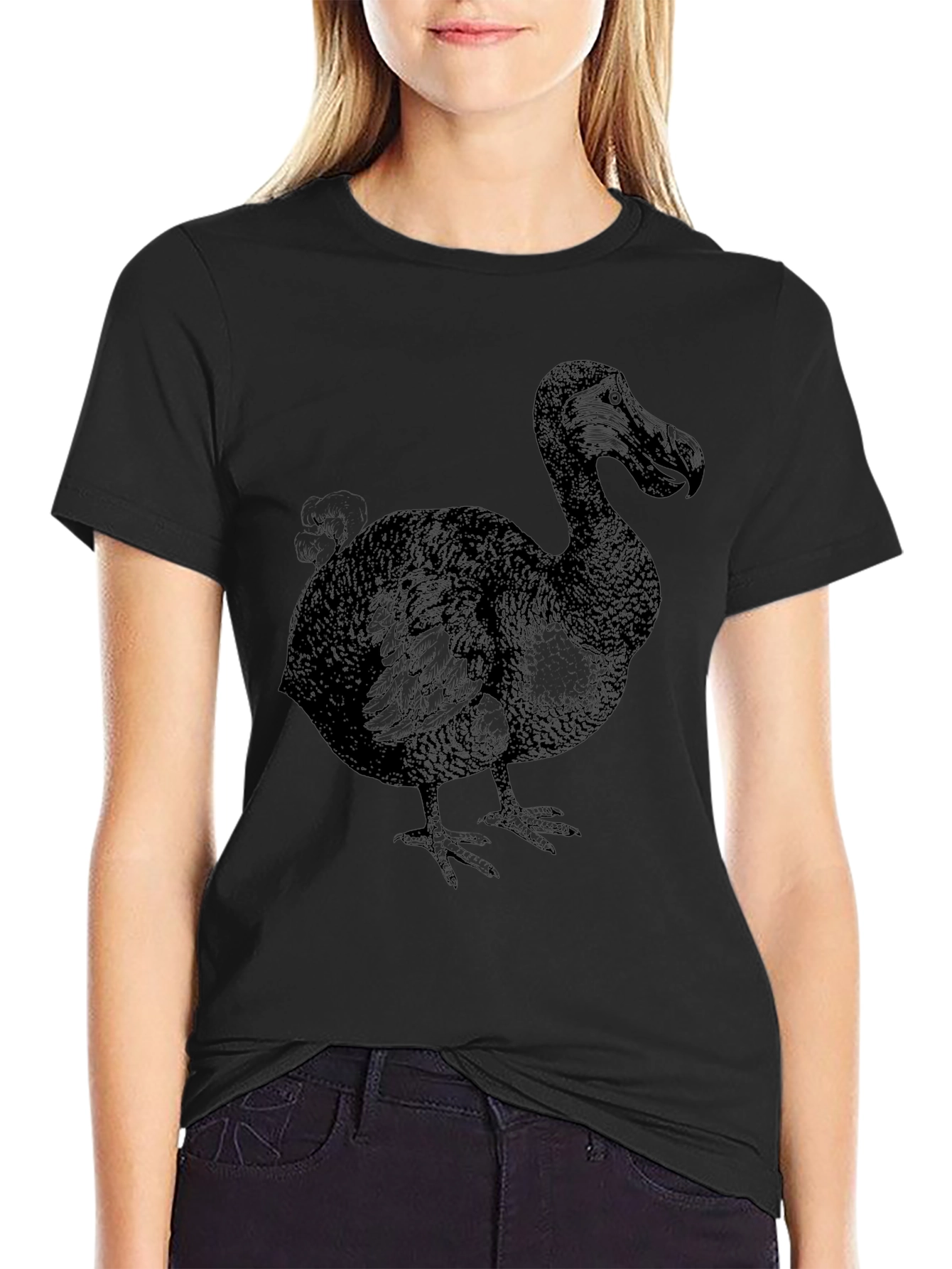 Dodo Bird Graphic Print Black T-Shirt