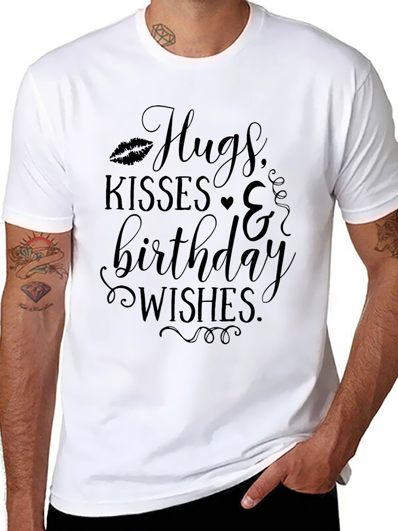 Hugs Kisses & Birthday Wishes Black T-Shirt