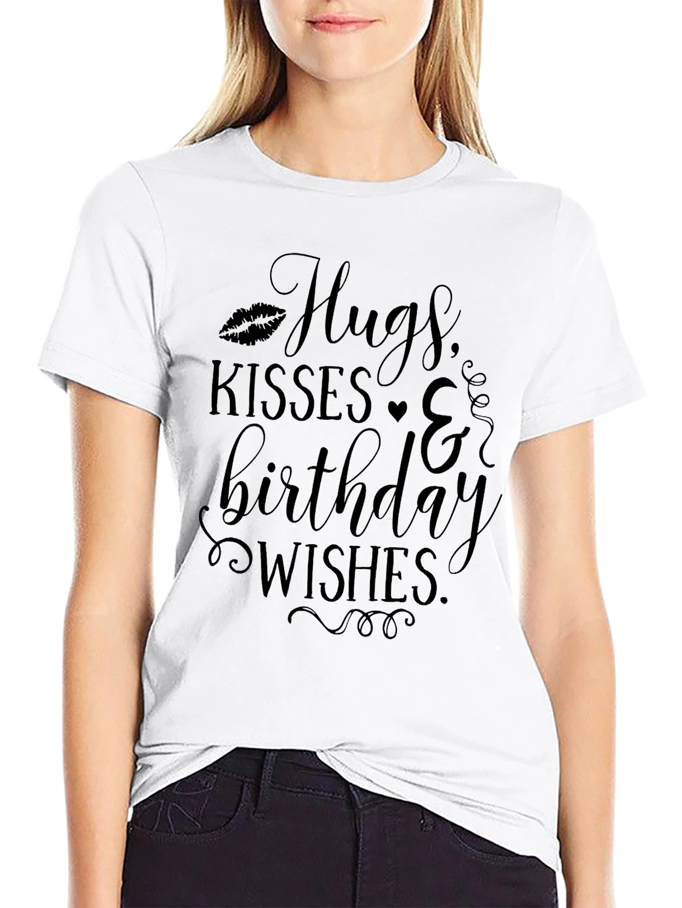 Hugs Kisses & Birthday Wishes Black T-Shirt