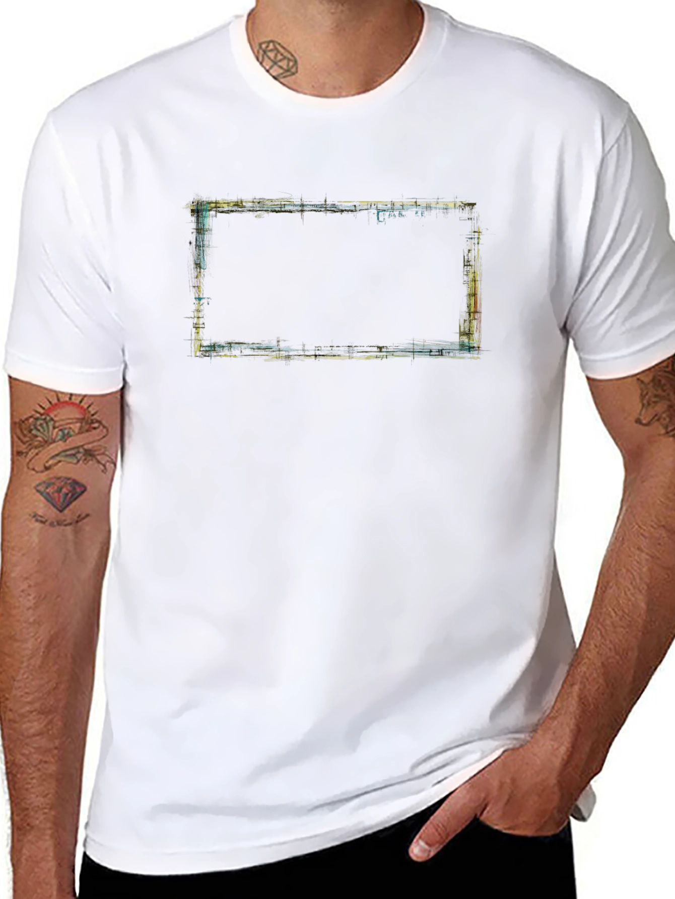 Abstract Framed Graphic Tee - Modern Artistic Design