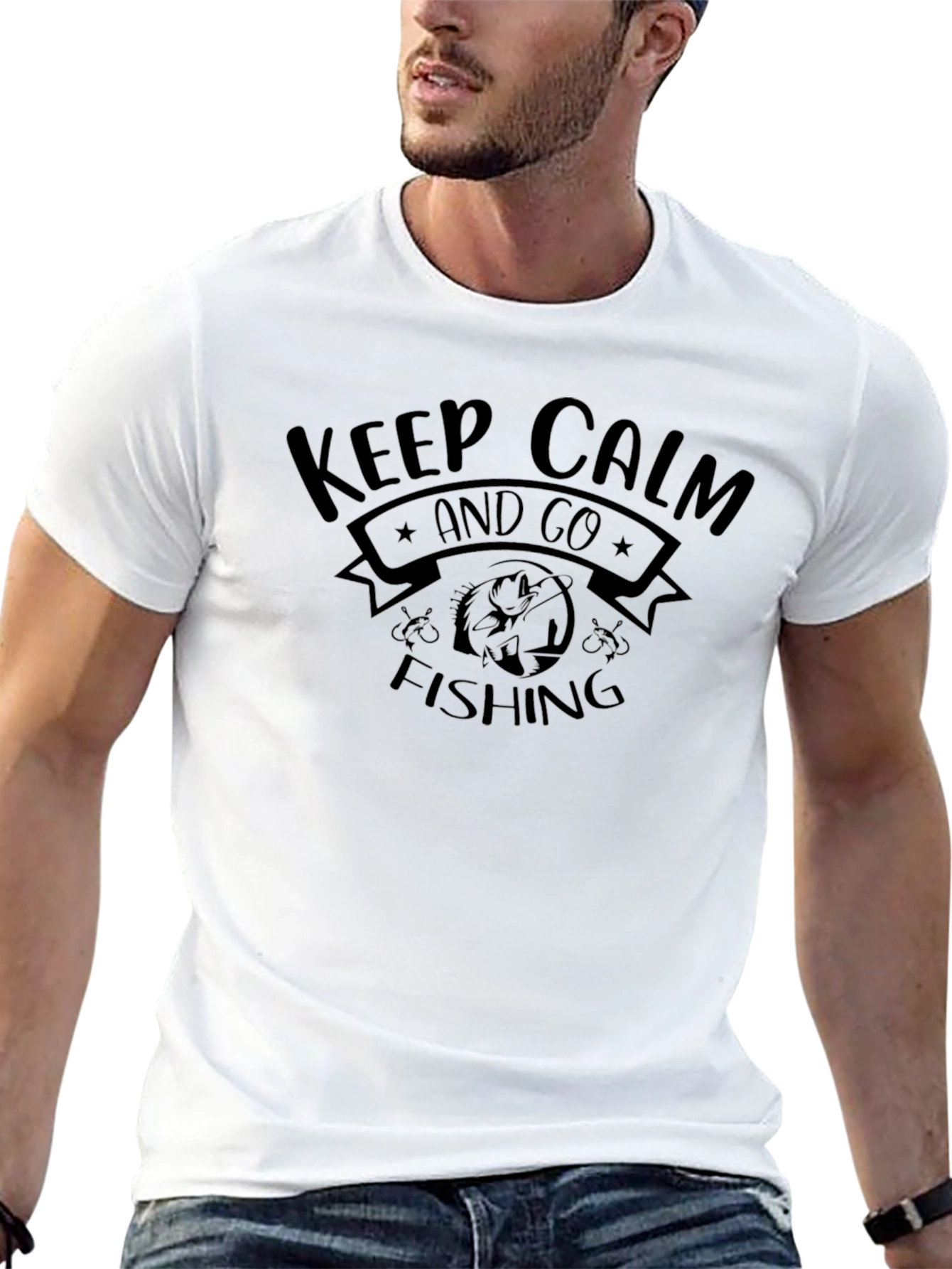 Keep Calm and Go Fishing Black T-Shirt