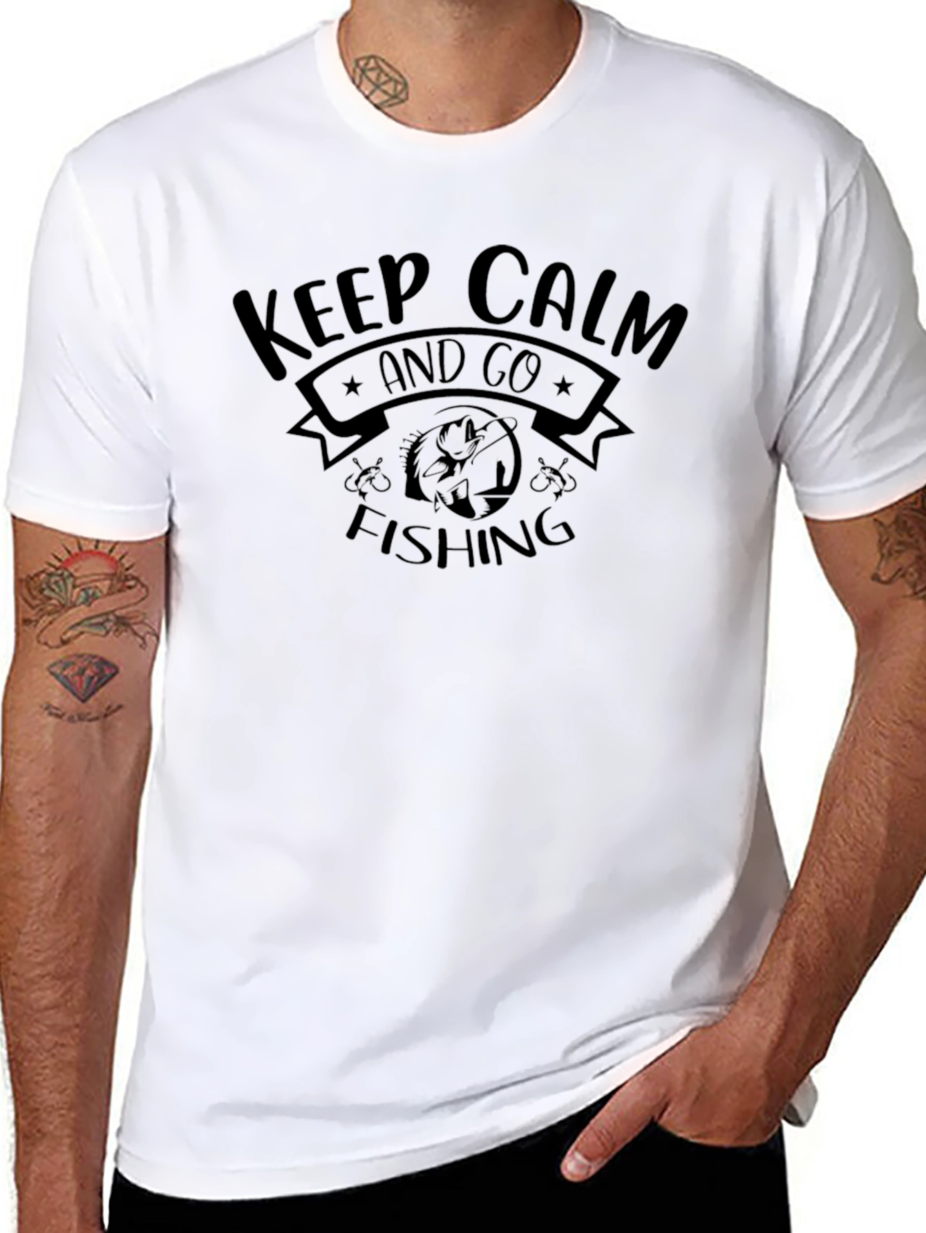 Keep Calm and Go Fishing Black T-Shirt