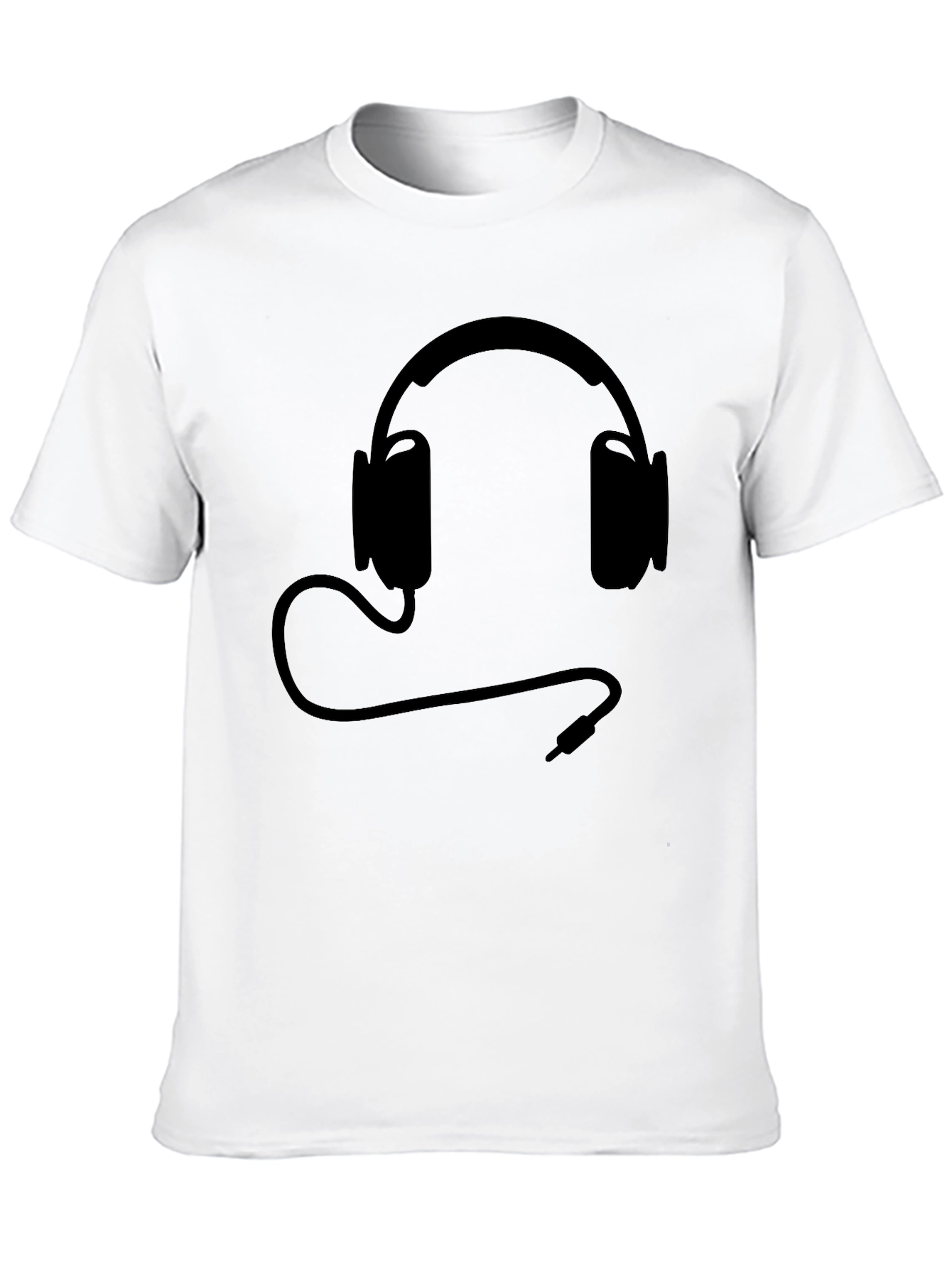 Black T-Shirt with Headphones Design