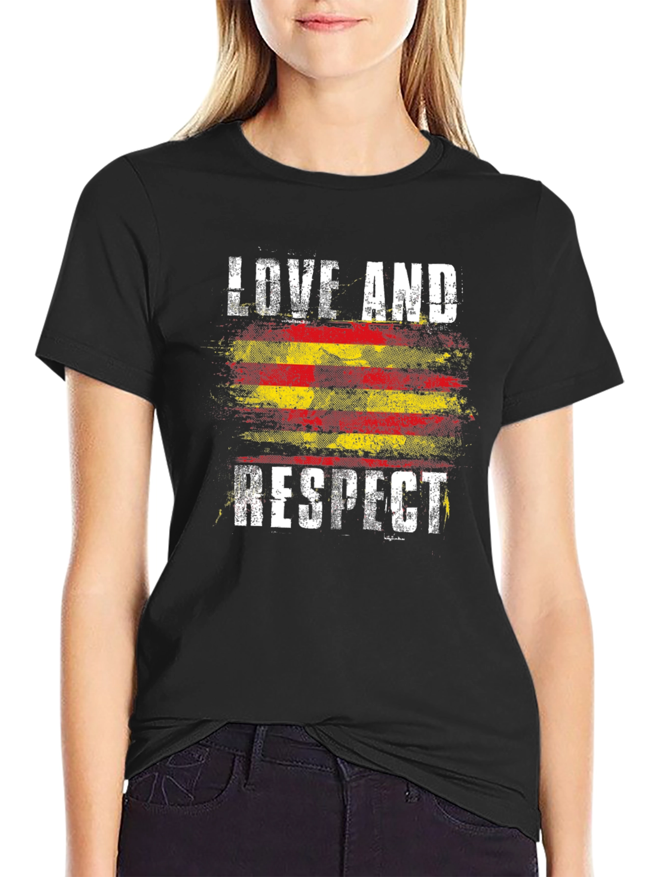 Love and Respect Graphic Tee - Catalonia Flag Style
