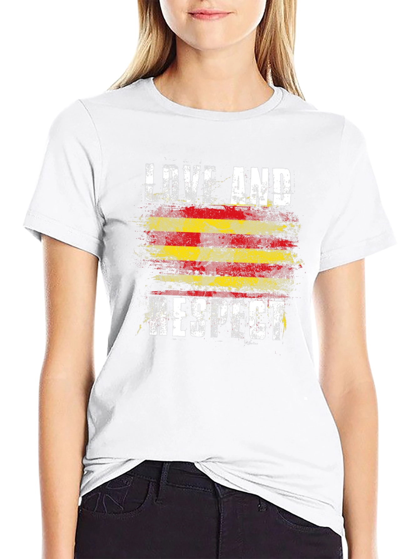 Love and Respect Graphic Tee - Catalonia Flag Style