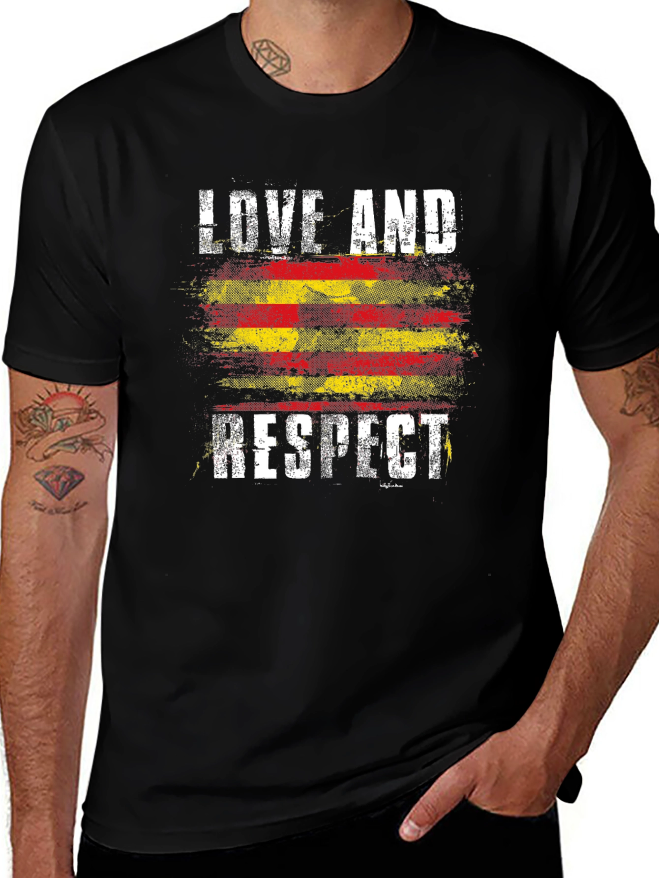 Love and Respect Graphic Tee - Catalonia Flag Style