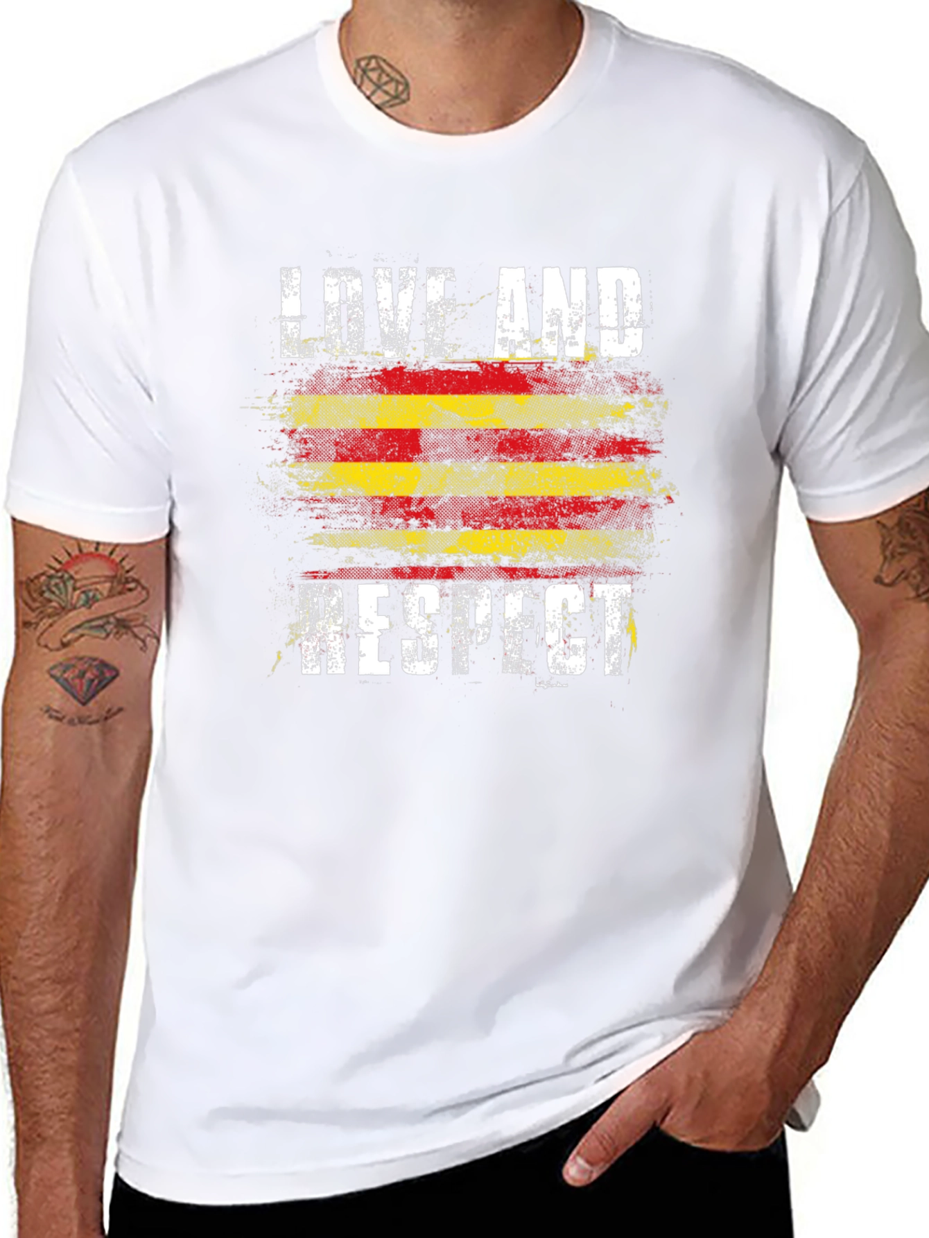 Love and Respect Graphic Tee - Catalonia Flag Style