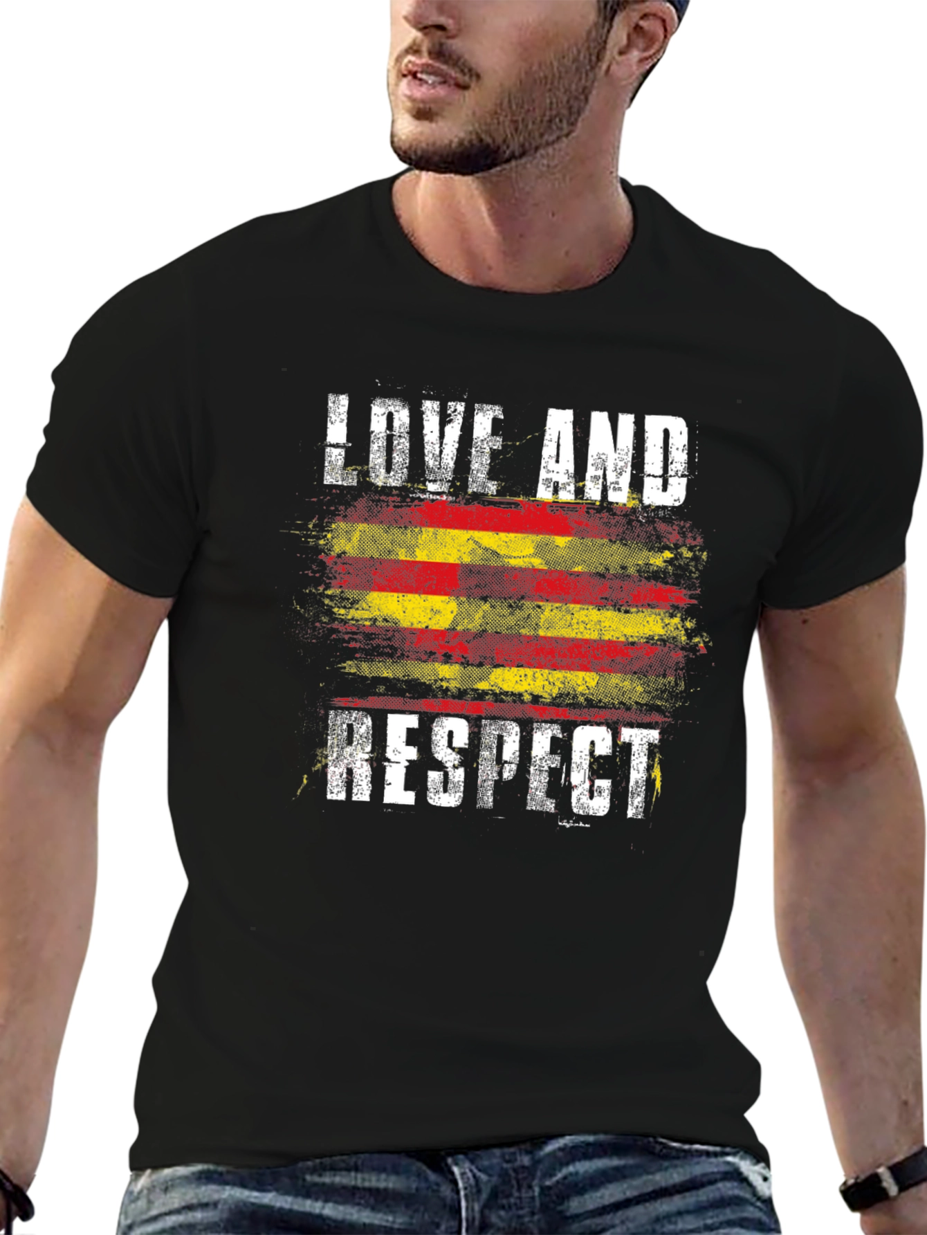 Love and Respect Graphic Tee - Catalonia Flag Style