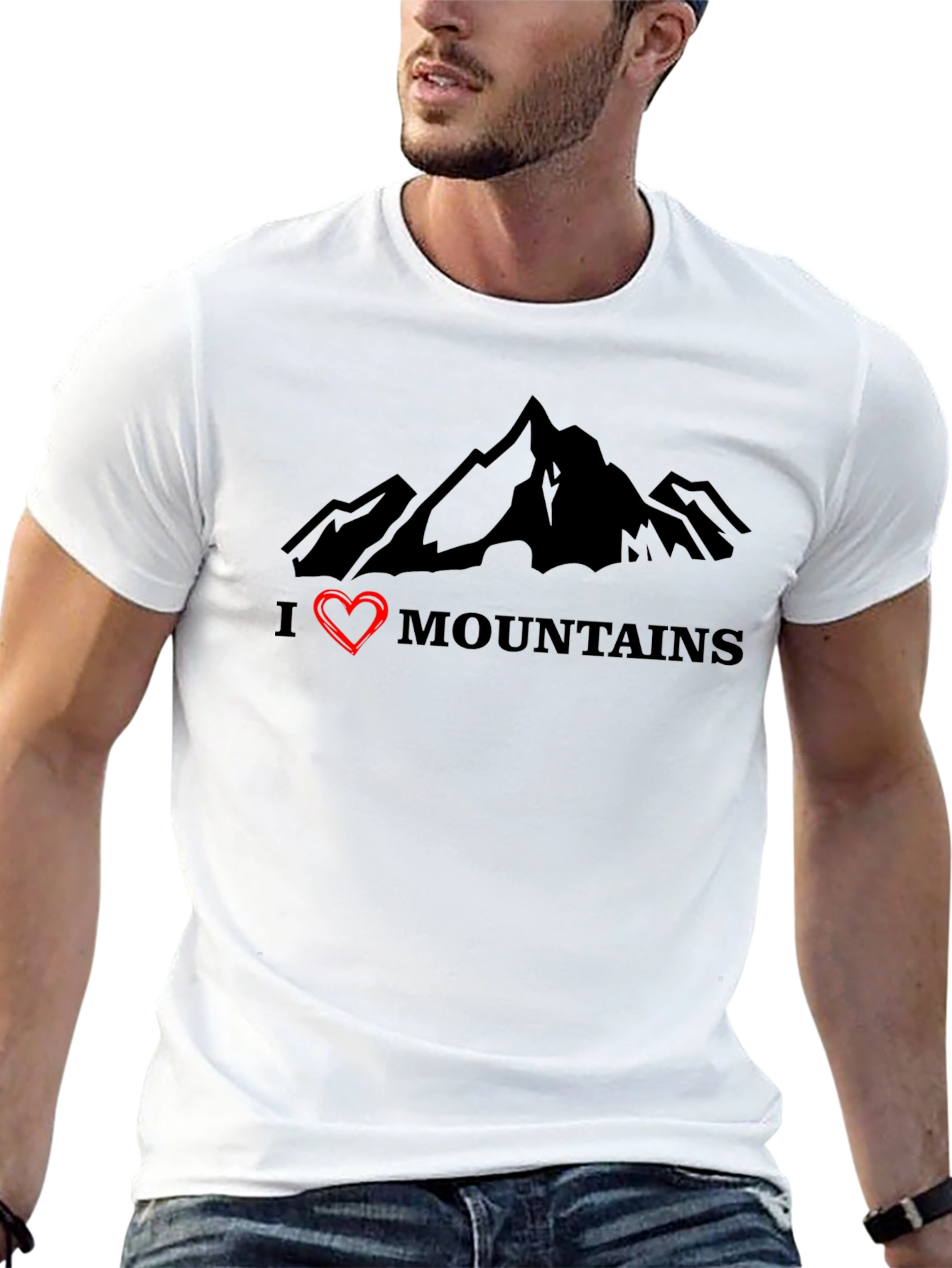 I Heart Mountains Black Graphic T-Shirt