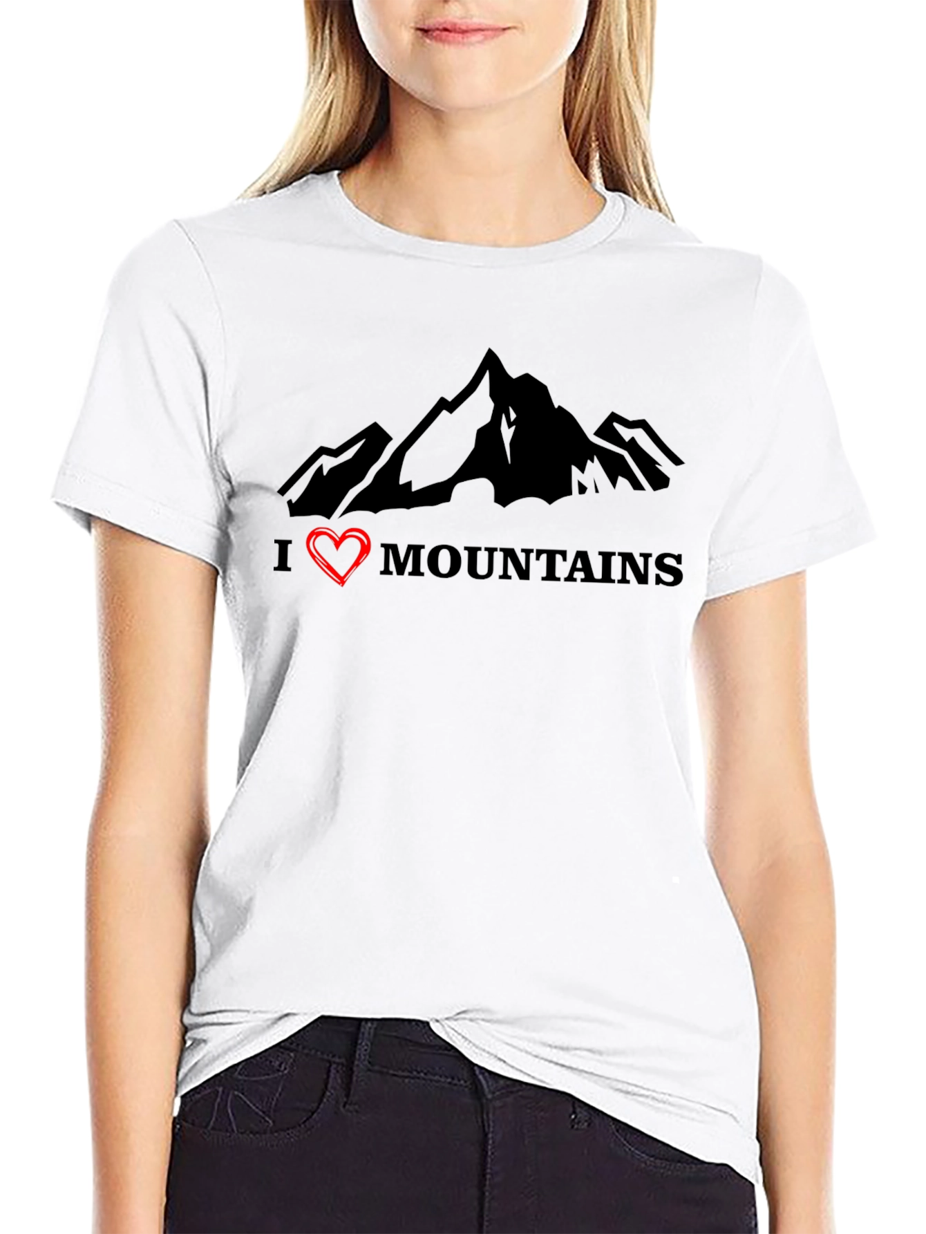 I Heart Mountains Black Graphic T-Shirt