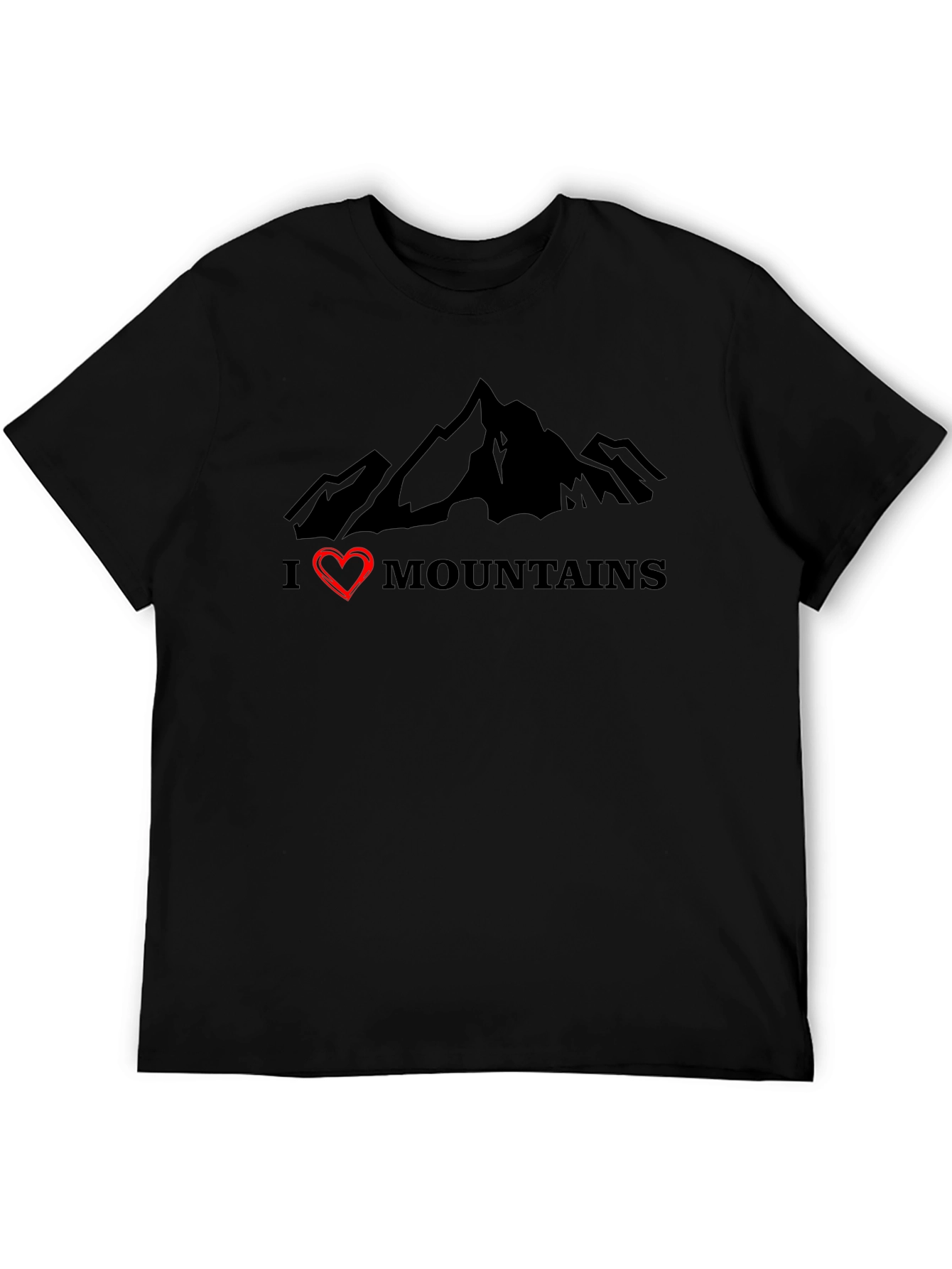 I Heart Mountains Black Graphic T-Shirt