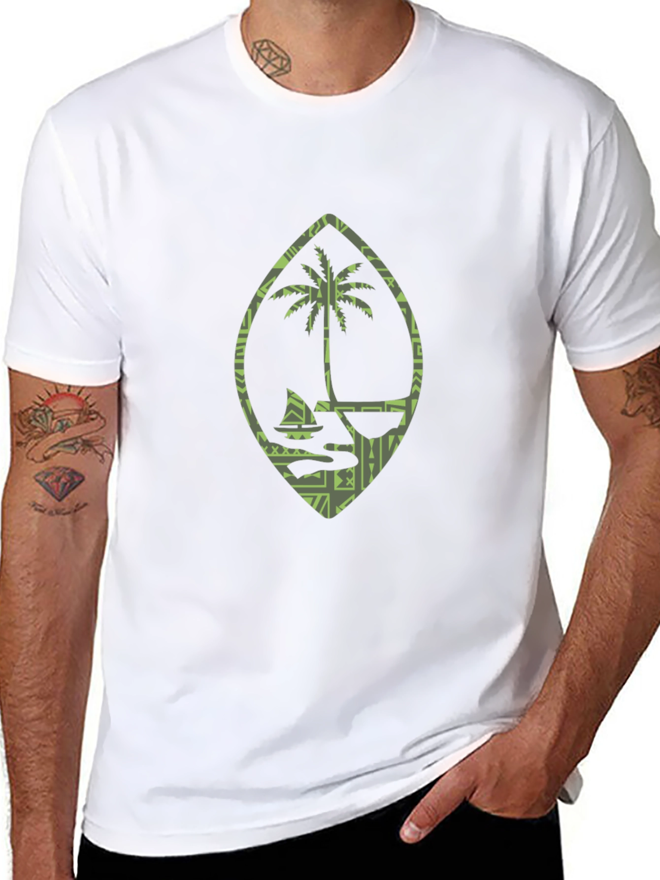 Island Life Tee: Palm Tree Boat Design