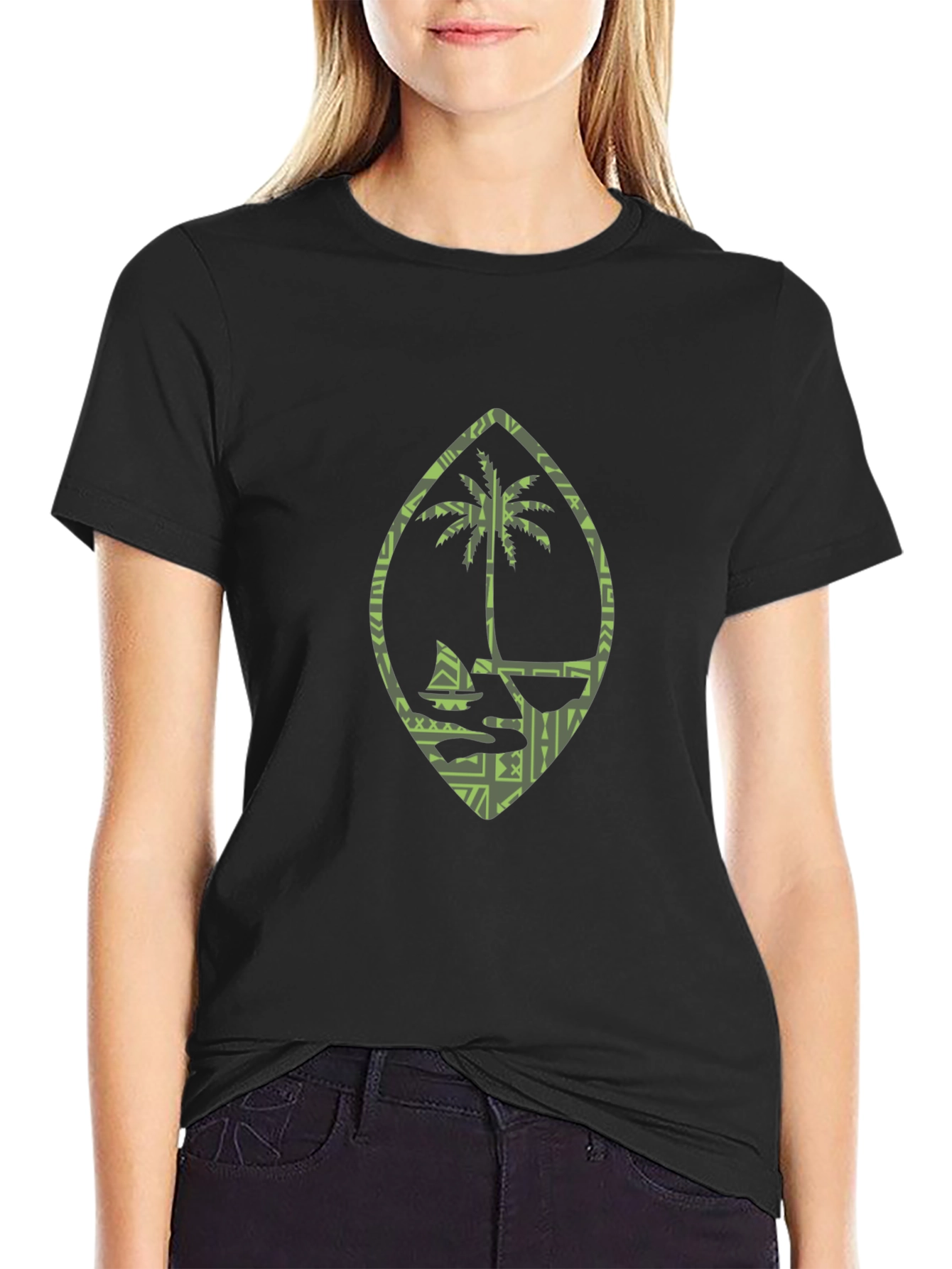 Island Life Tee: Palm Tree Boat Design