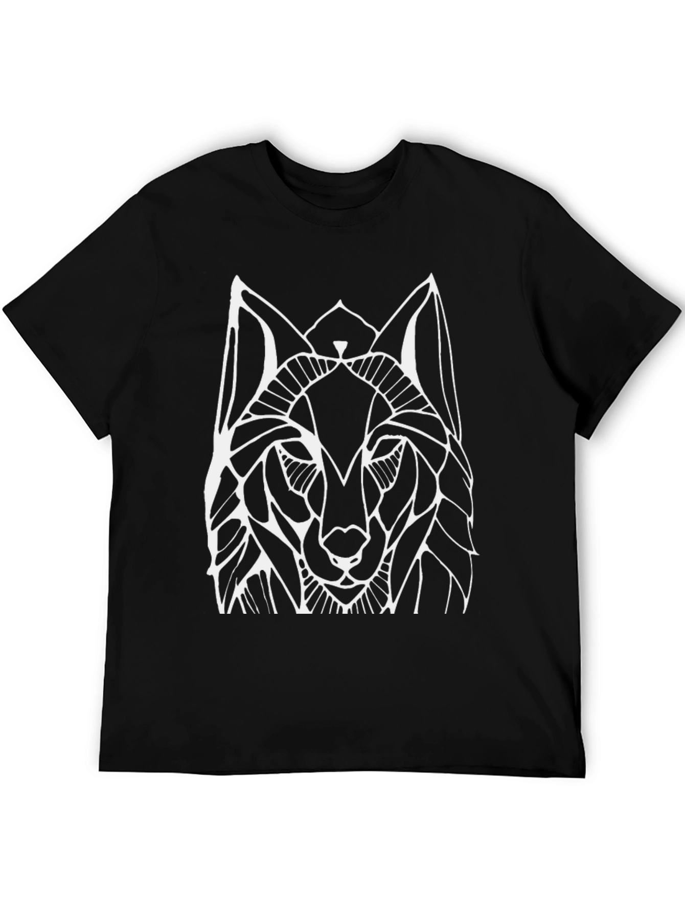 Abstract Wolf Graphic Tee - Black