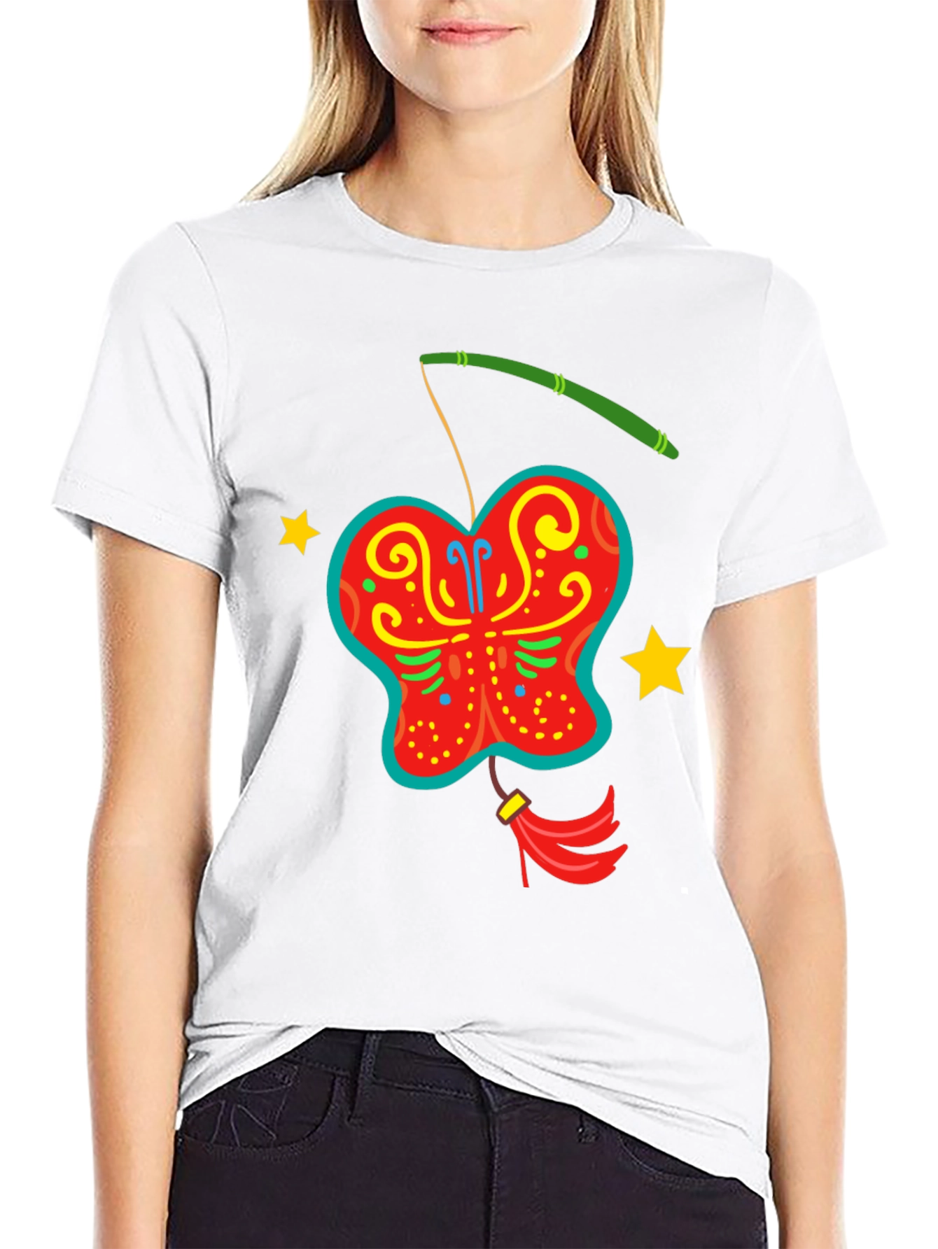 Butterfly Lantern Graphic Tee - Fun Festive Design