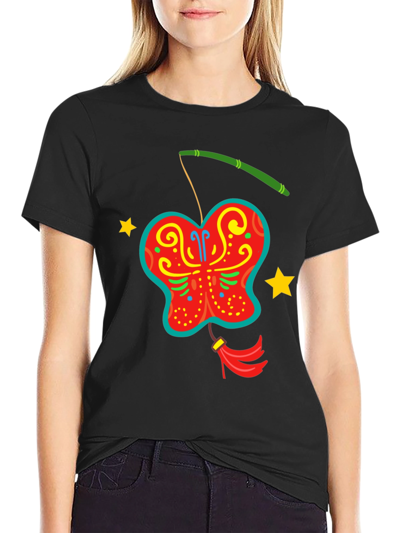 Butterfly Lantern Graphic Tee - Fun Festive Design