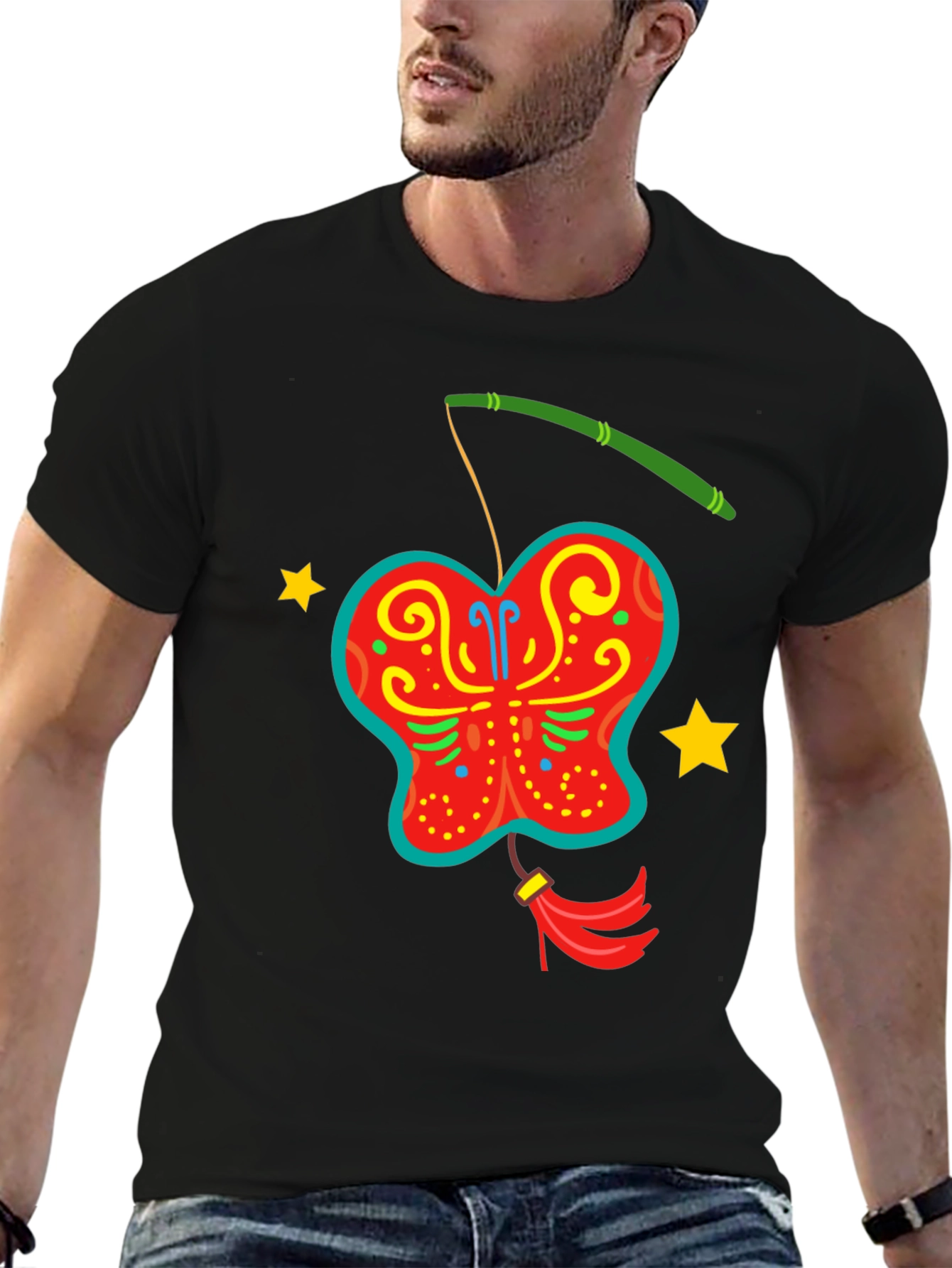 Butterfly Lantern Graphic Tee - Fun Festive Design