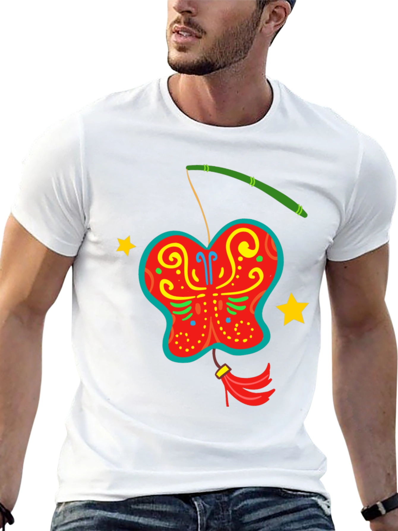 Butterfly Lantern Graphic Tee - Fun Festive Design