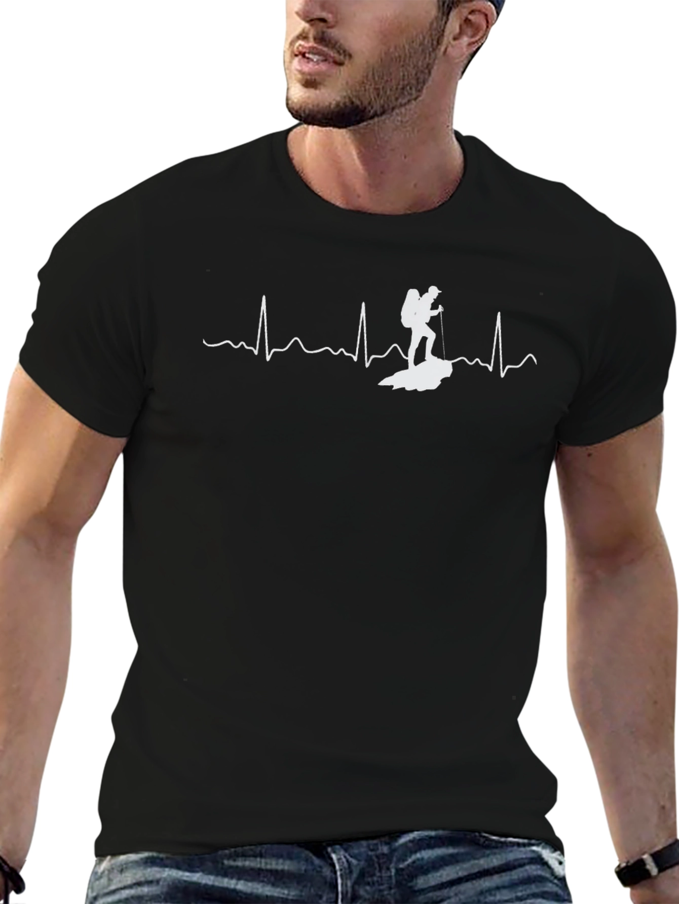 Hiking Heartbeat T-Shirt - Black