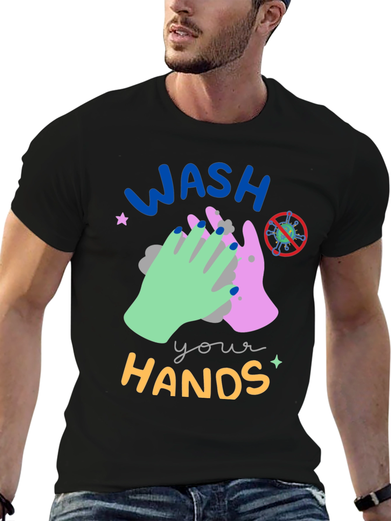 Wash Your Hands Graphic Tee - Black