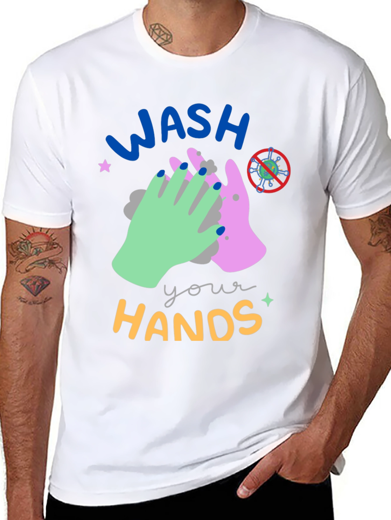 Wash Your Hands Graphic Tee - Black