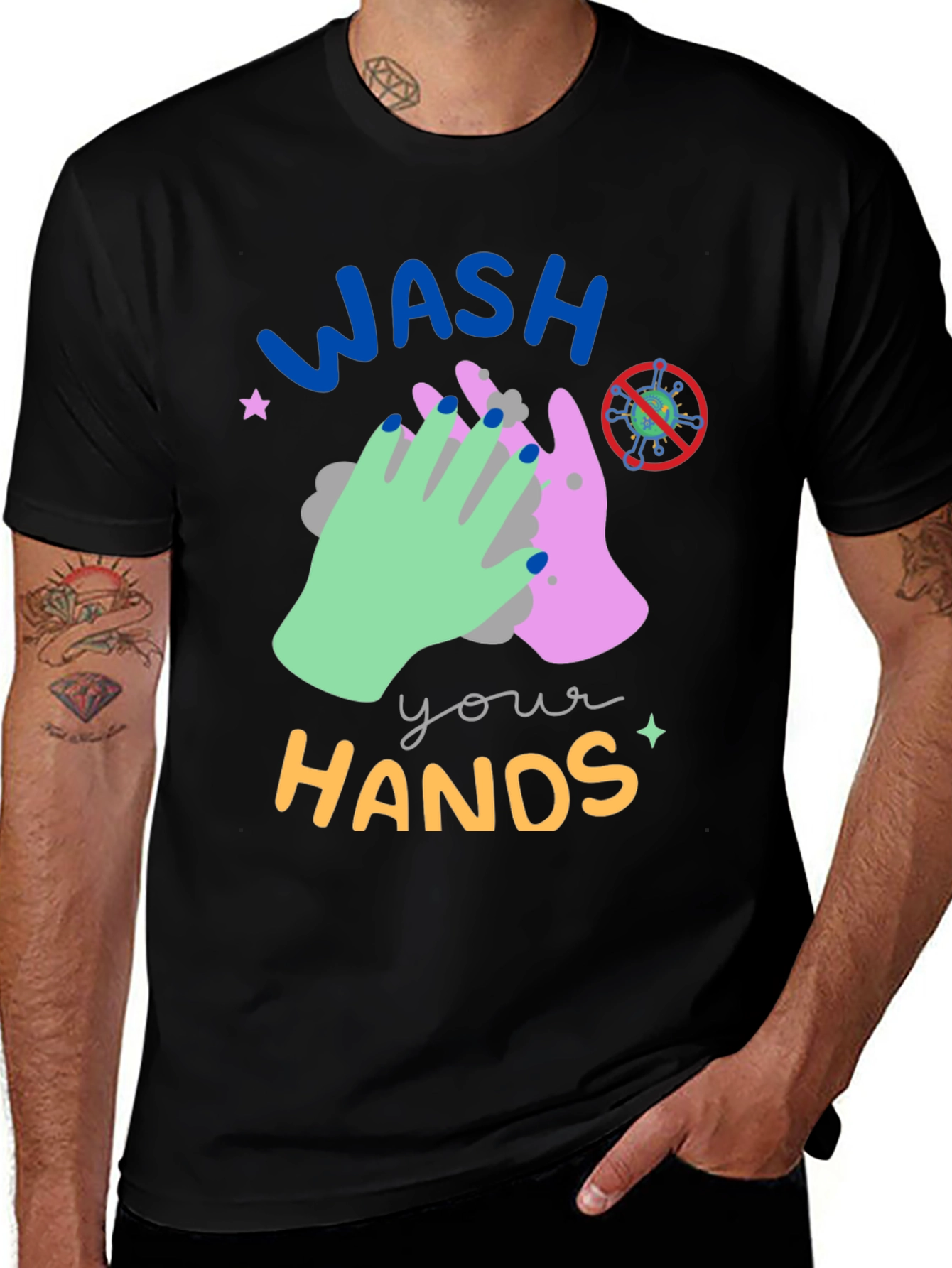 Wash Your Hands Graphic Tee - Black