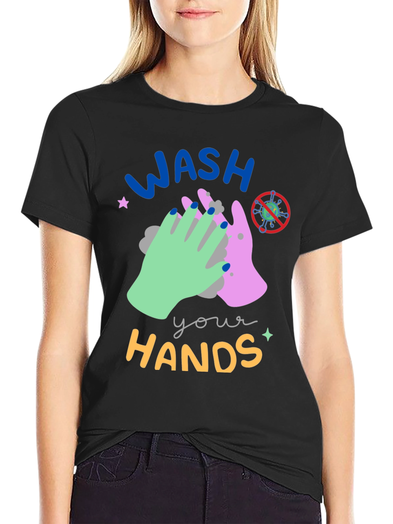 Wash Your Hands Graphic Tee - Black