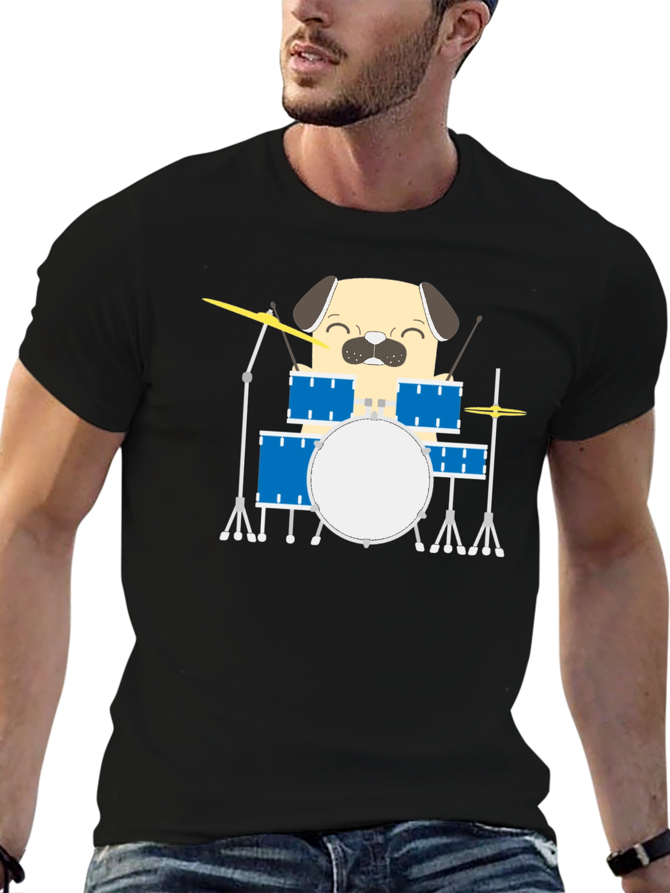 Pug Drummer Graphic Tee - Rock On!