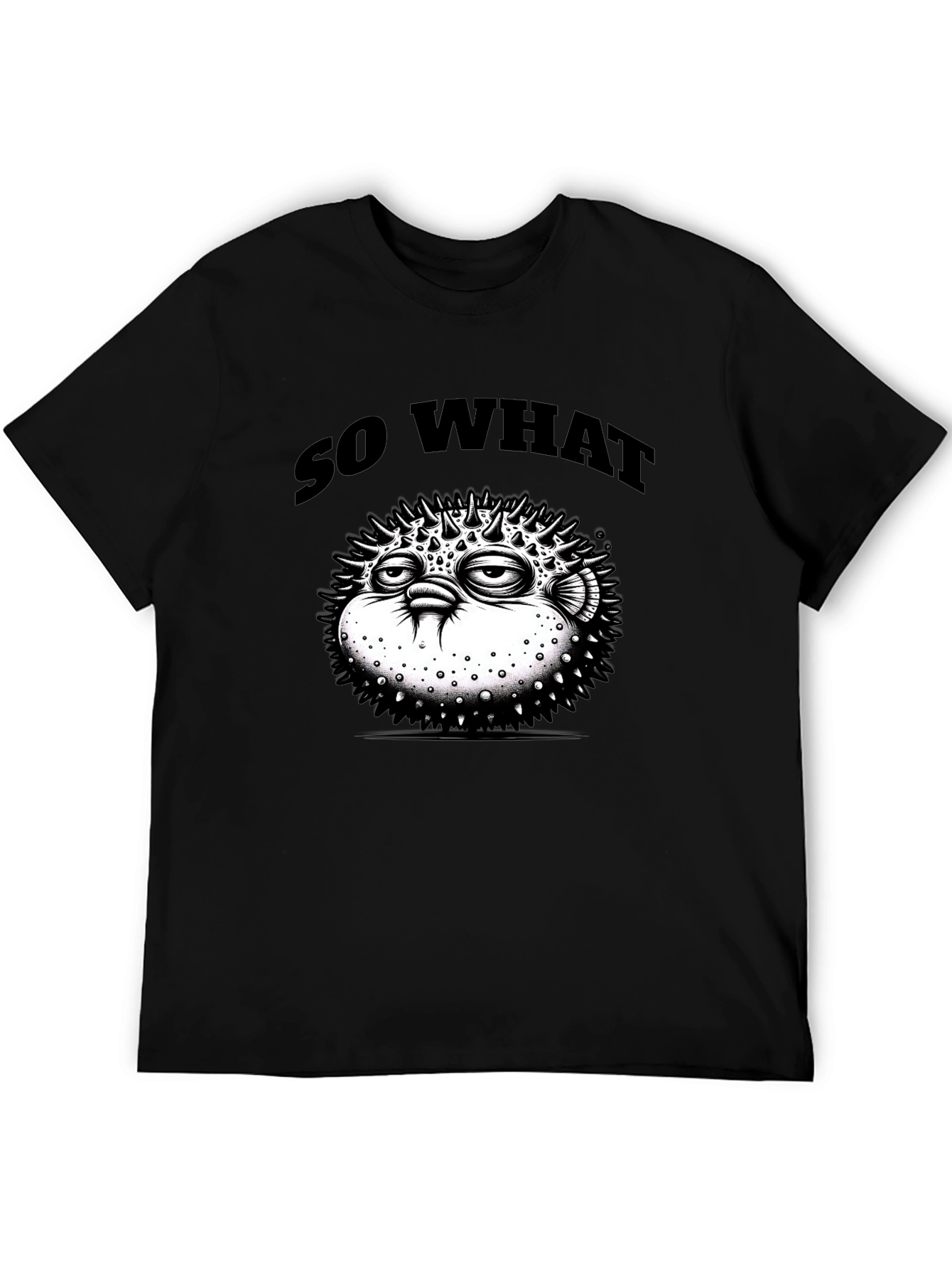 So What Pufferfish Graphic Black T-Shirt
