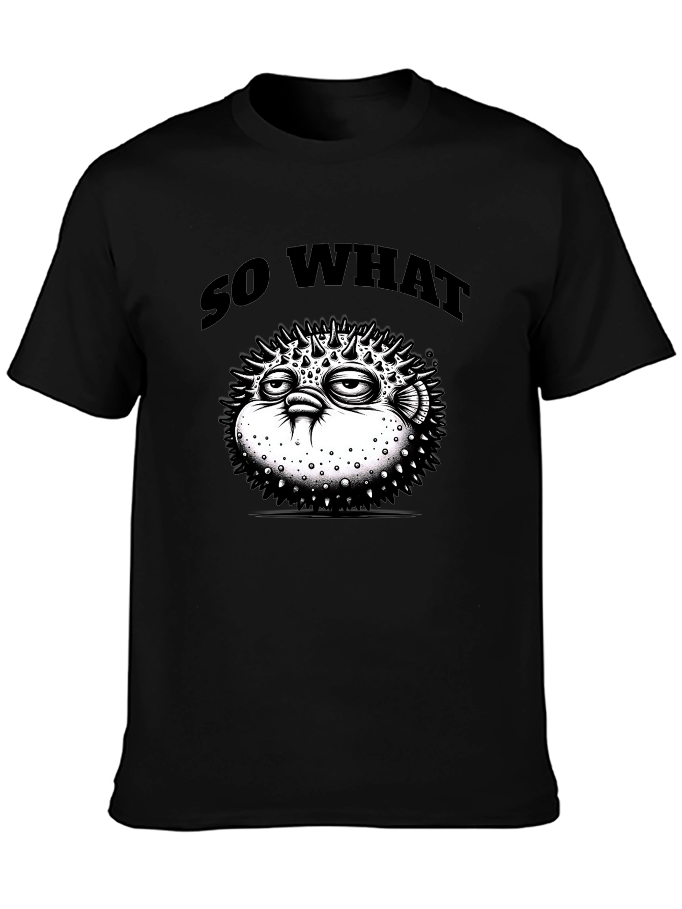 So What Pufferfish Graphic Black T-Shirt