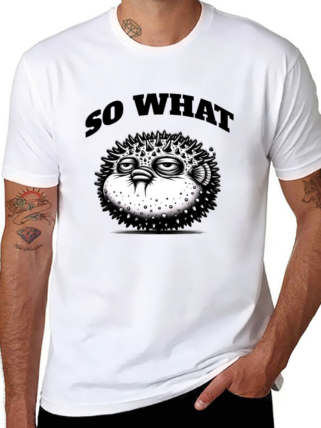 So What Pufferfish Graphic Black T-Shirt